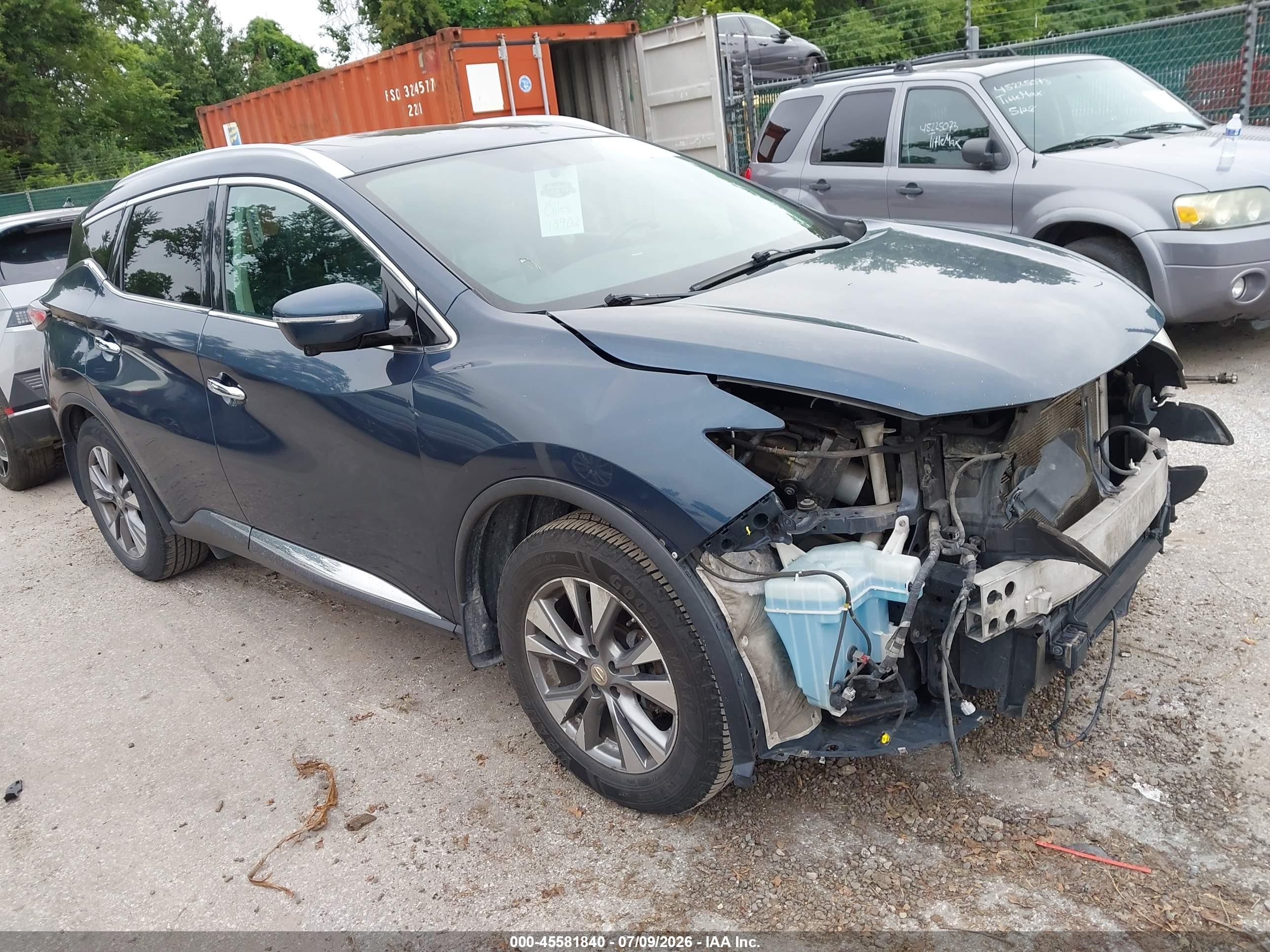 2015 Nissan Murano Sl Blue vin: 5N1AZ2MH4FN220738