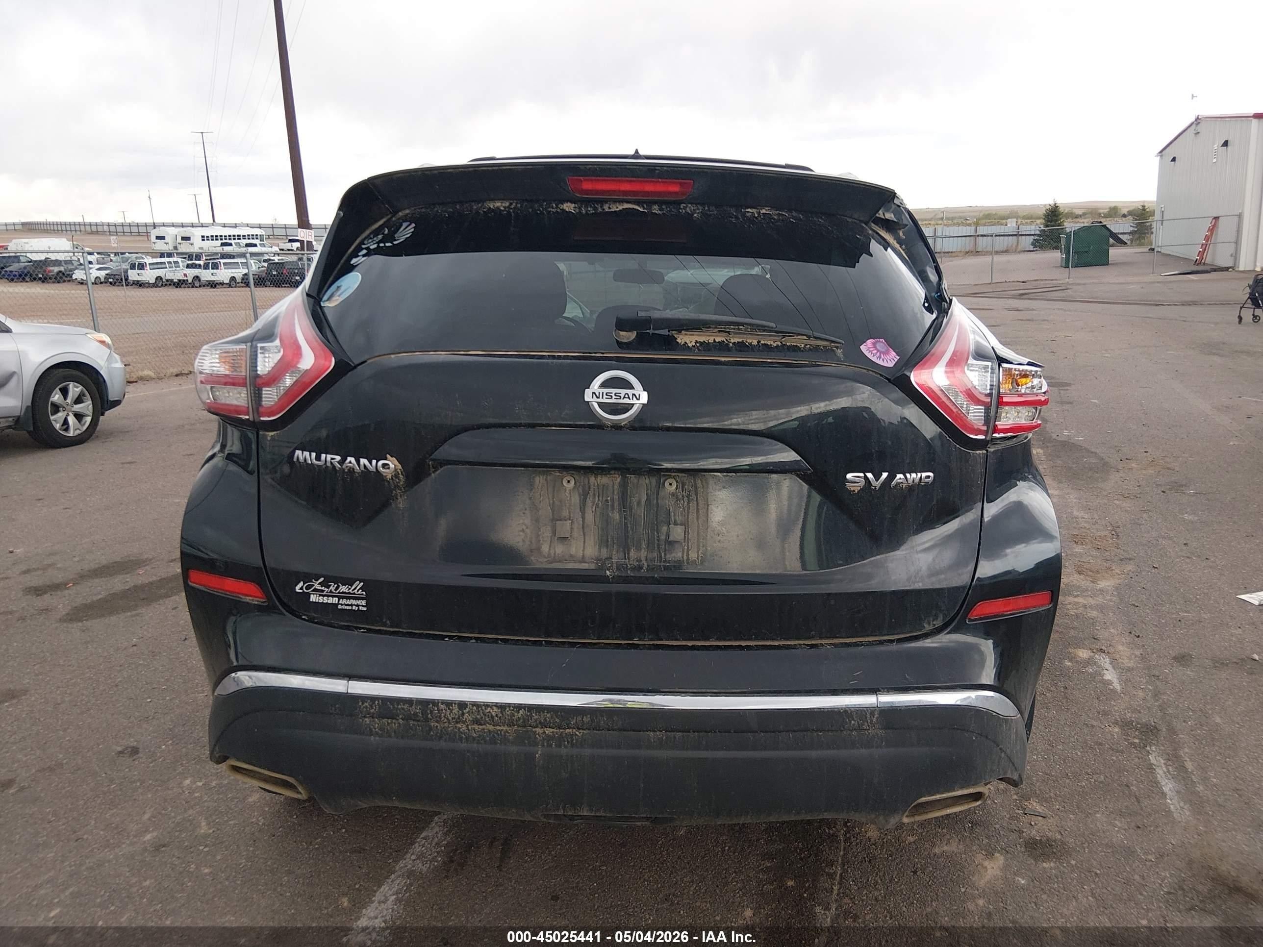 2015 Nissan Murano Sv Black vin: 5N1AZ2MH4FN247891