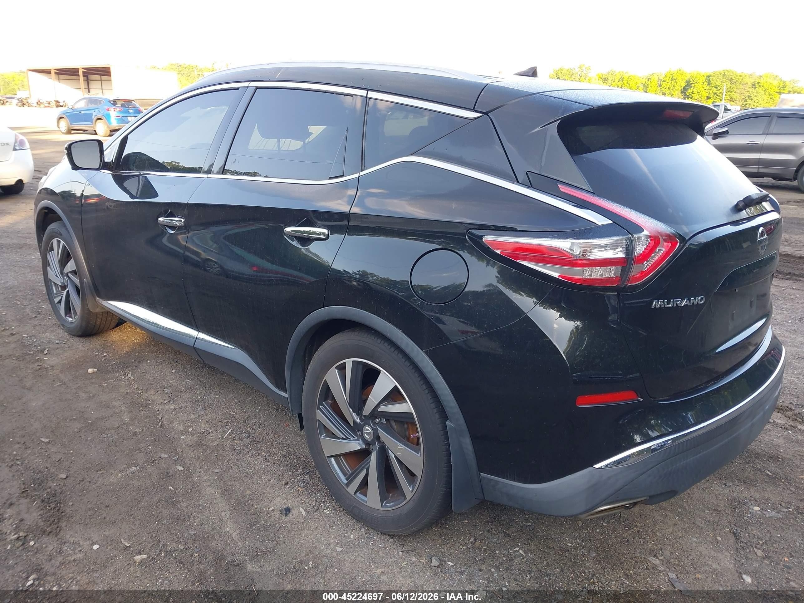 2015 Nissan Murano Platinum Черный vin: 5N1AZ2MH4FN251049