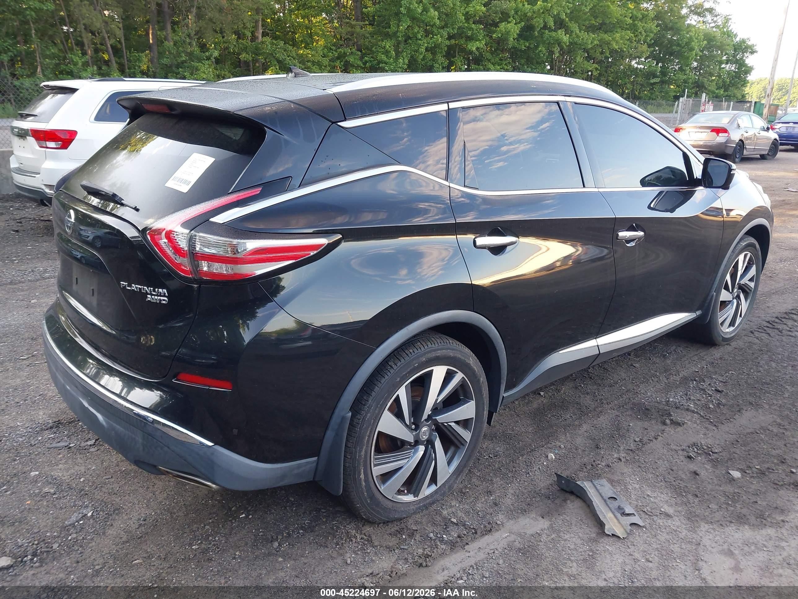 2015 Nissan Murano Platinum Черный vin: 5N1AZ2MH4FN251049