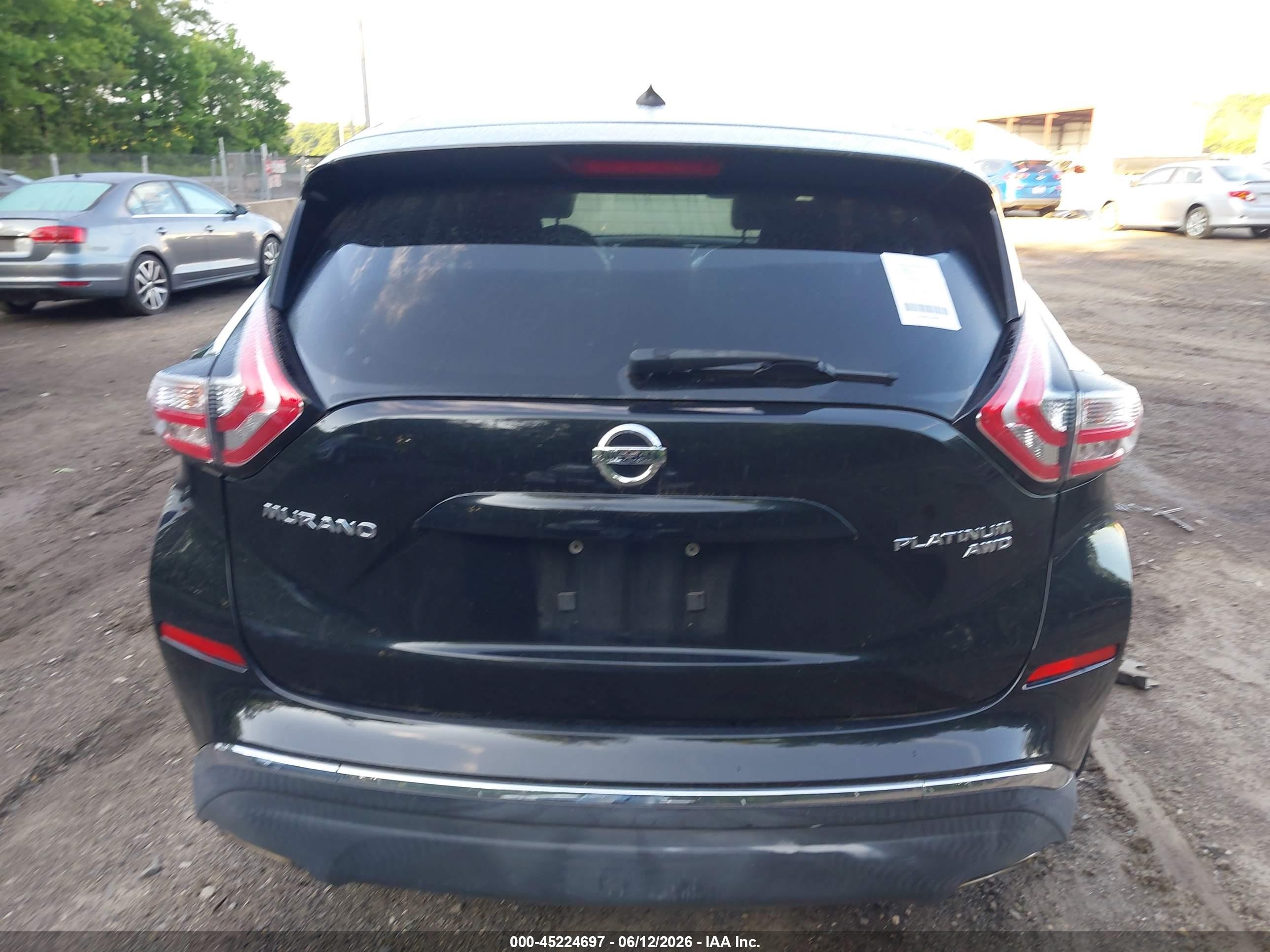 2015 Nissan Murano Platinum Черный vin: 5N1AZ2MH4FN251049