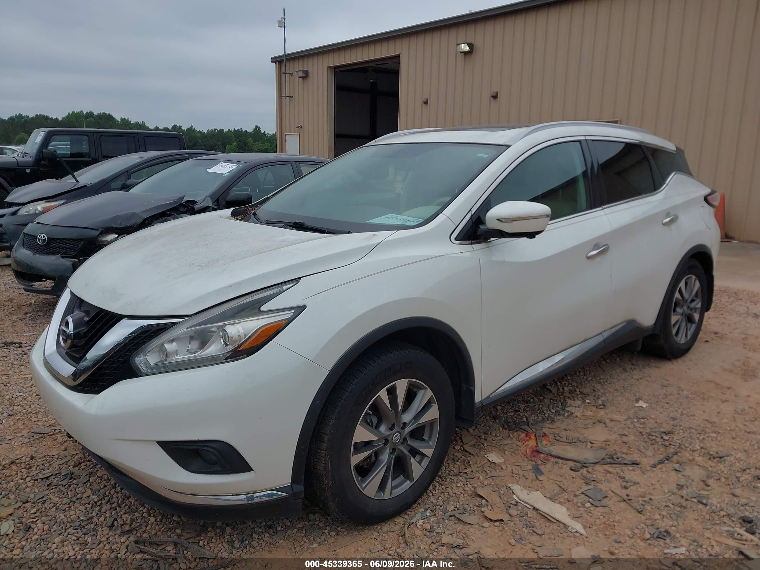 2015 Nissan Murano Sl Белый vin: 5N1AZ2MH4FN268787