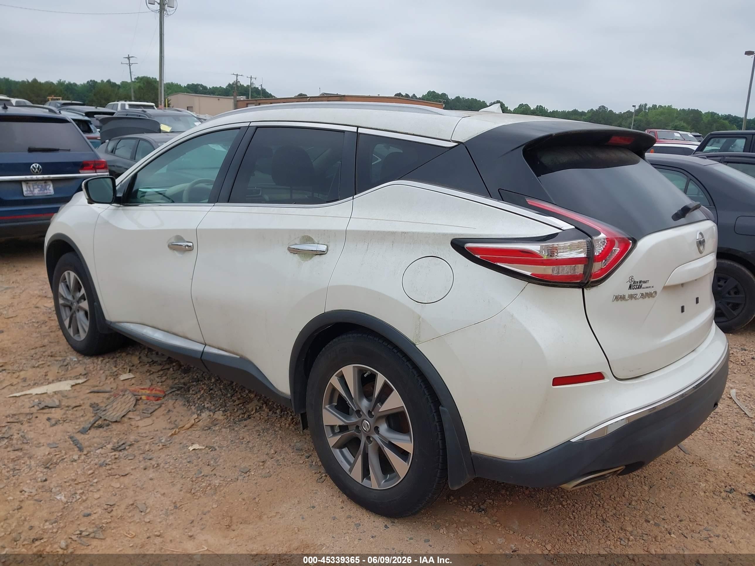2015 Nissan Murano Sl Белый vin: 5N1AZ2MH4FN268787