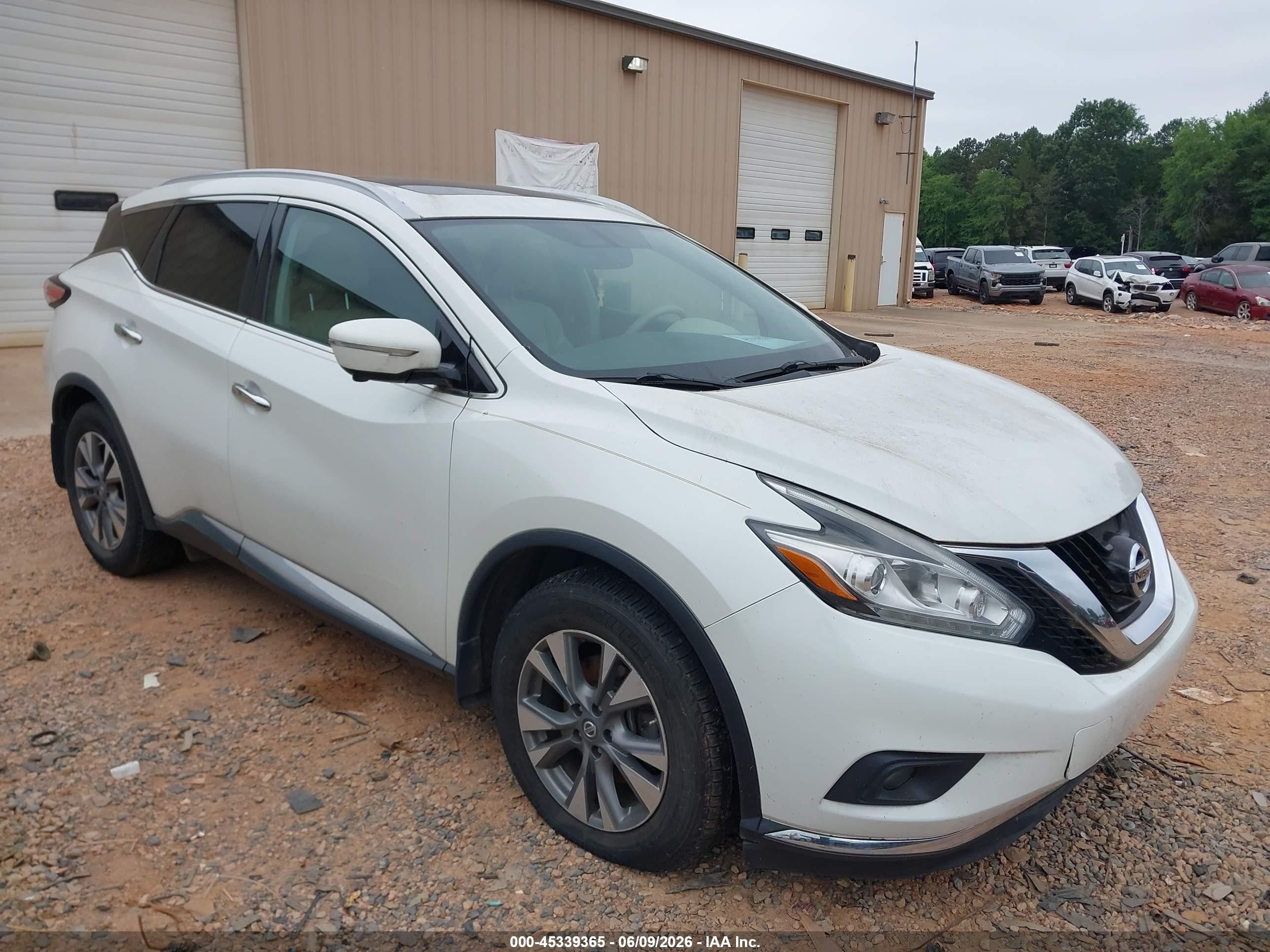 2015 Nissan Murano Sl Белый vin: 5N1AZ2MH4FN268787