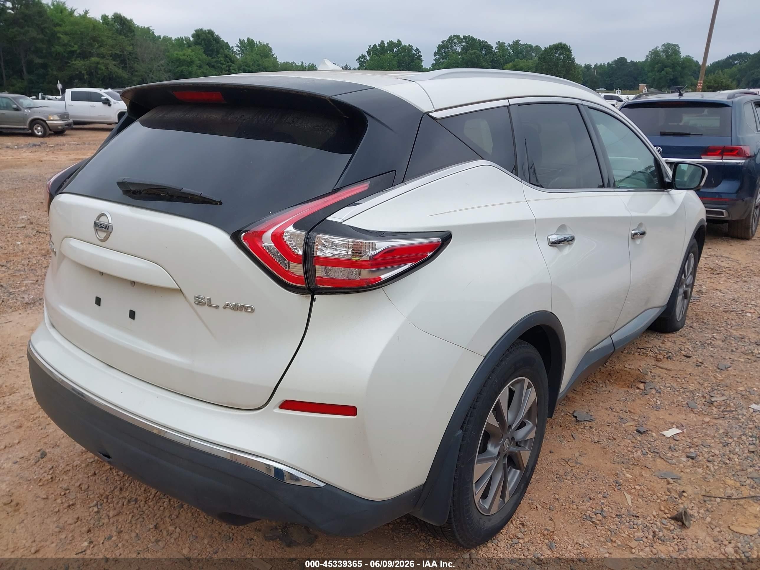 2015 Nissan Murano Sl Белый vin: 5N1AZ2MH4FN268787