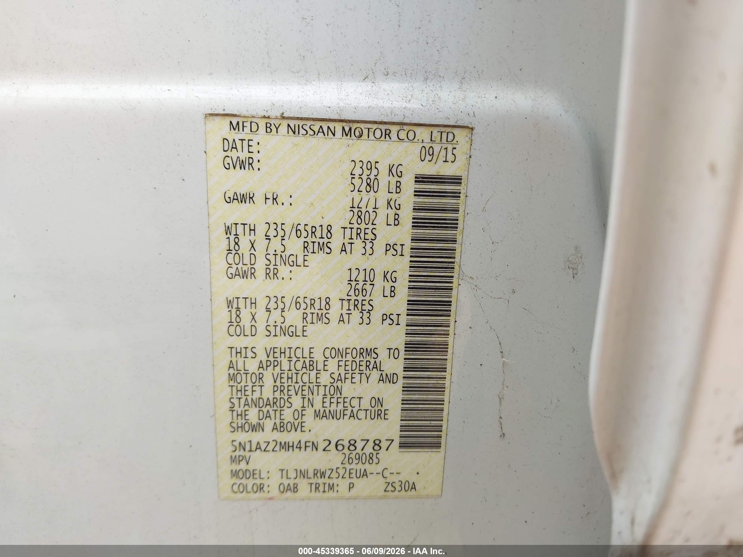 2015 Nissan Murano Sl Белый vin: 5N1AZ2MH4FN268787