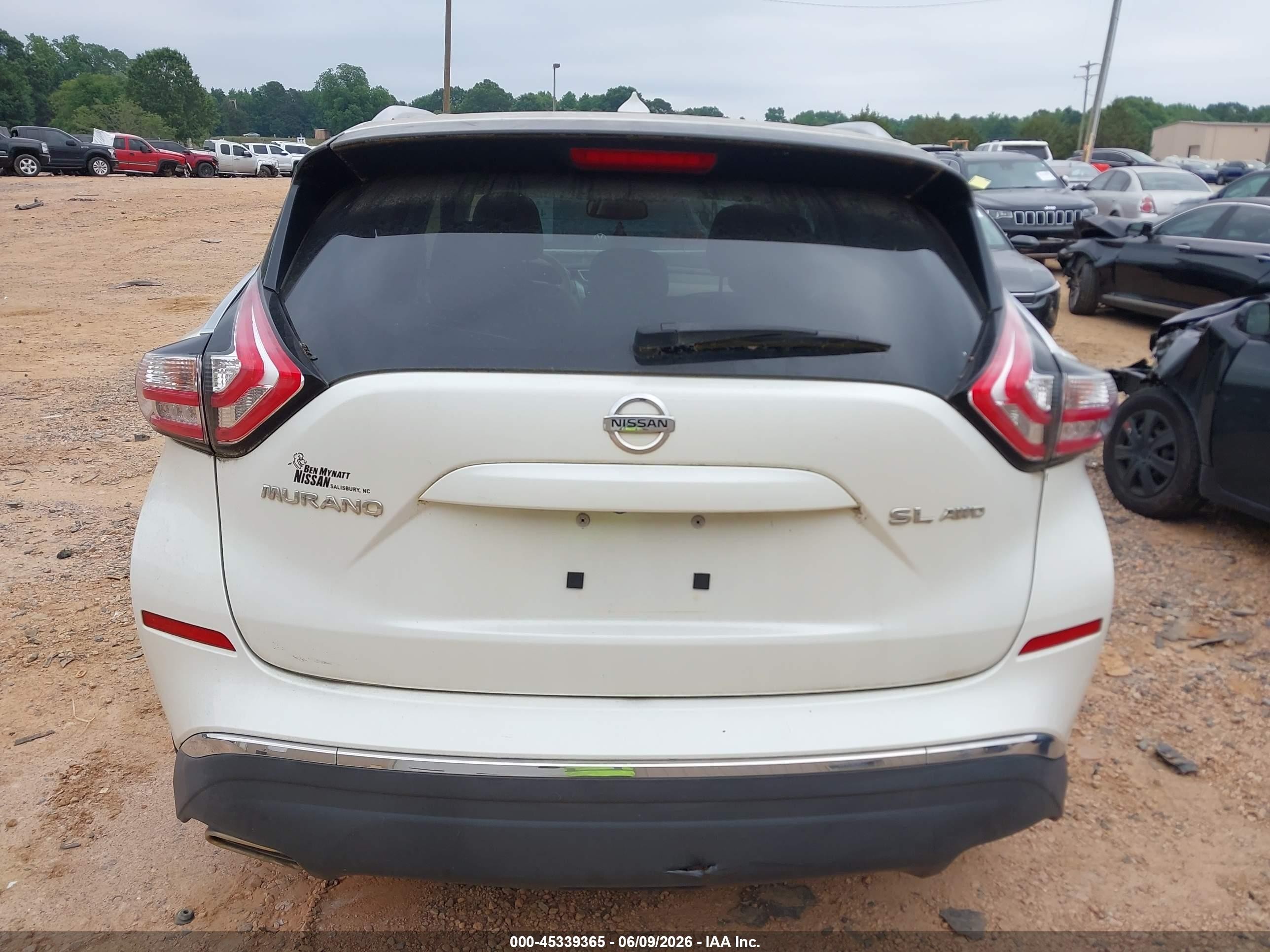 2015 Nissan Murano Sl Белый vin: 5N1AZ2MH4FN268787