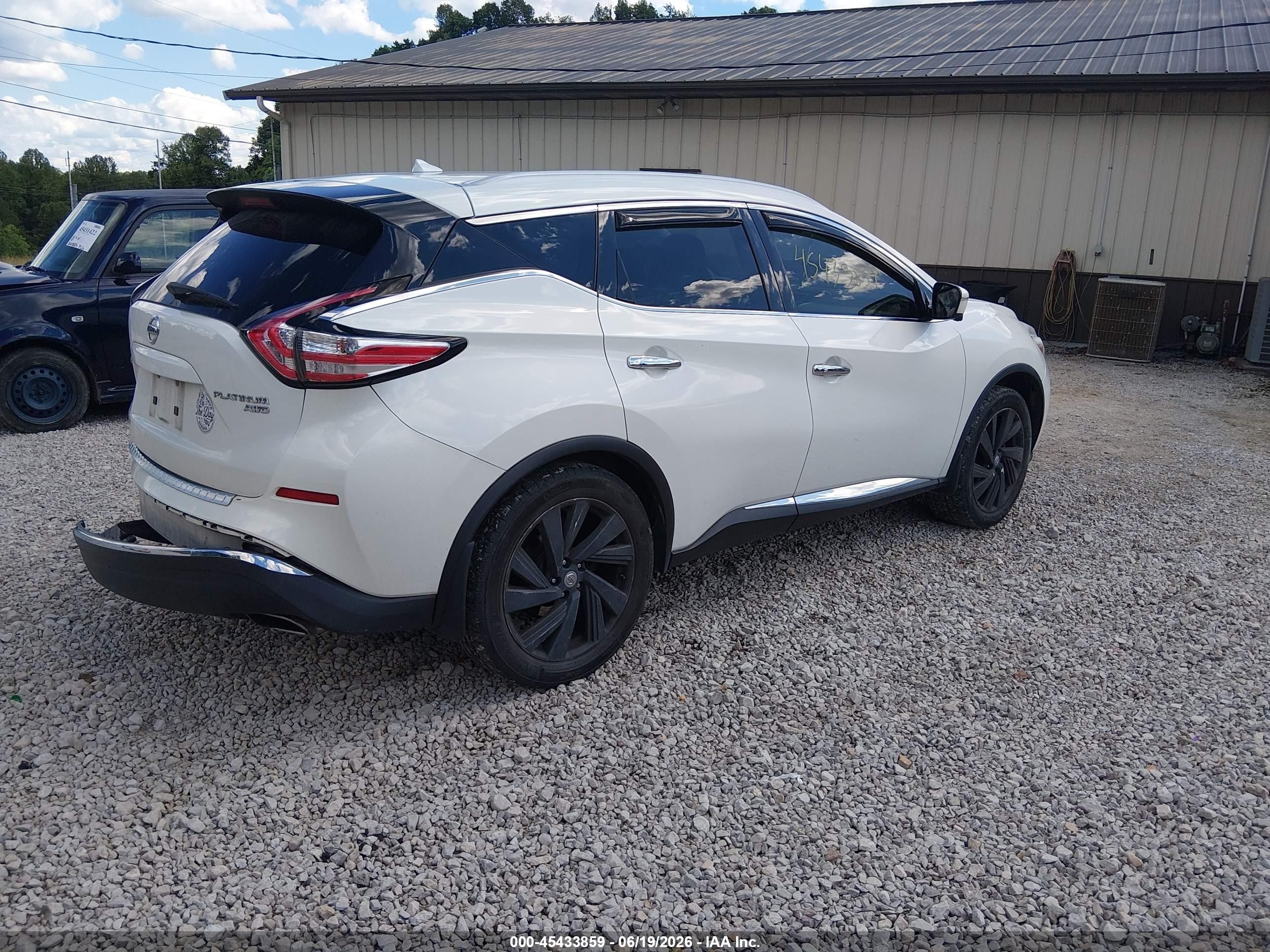 2015 Nissan Murano Platinum White vin: 5N1AZ2MH4FN282530