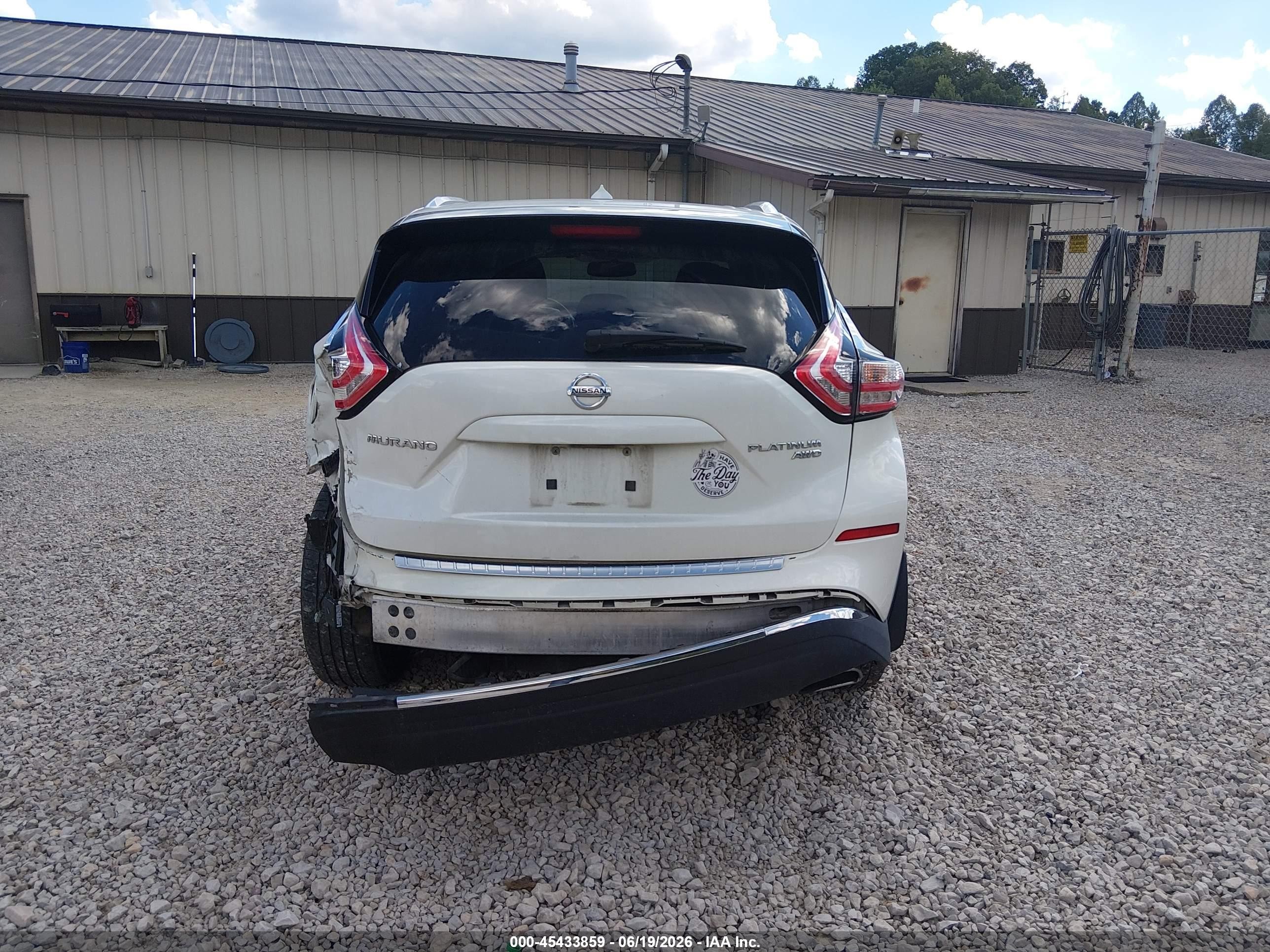 2015 Nissan Murano Platinum White vin: 5N1AZ2MH4FN282530