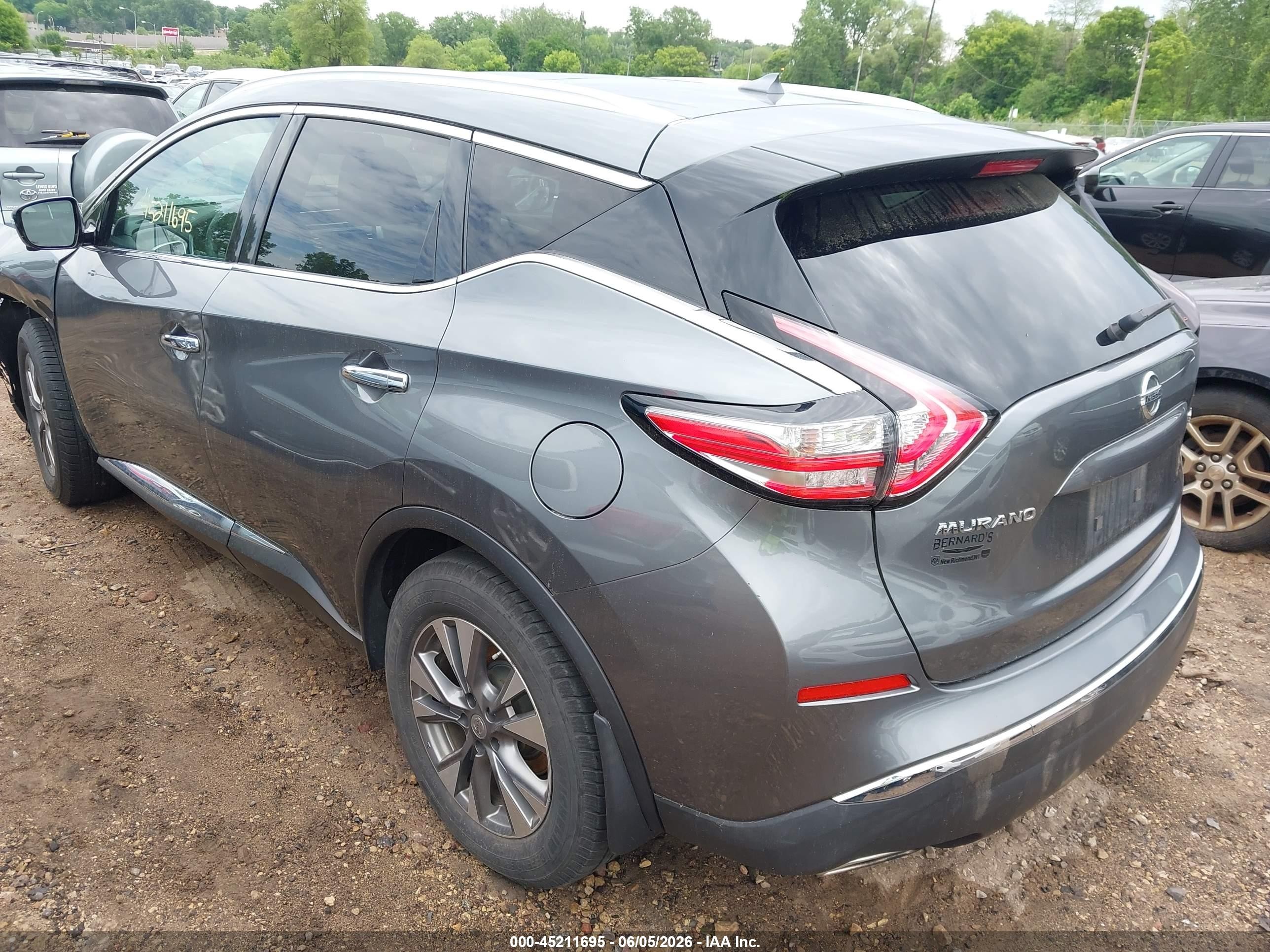 2015 Nissan Murano Sl Gray vin: 5N1AZ2MH5FN204970