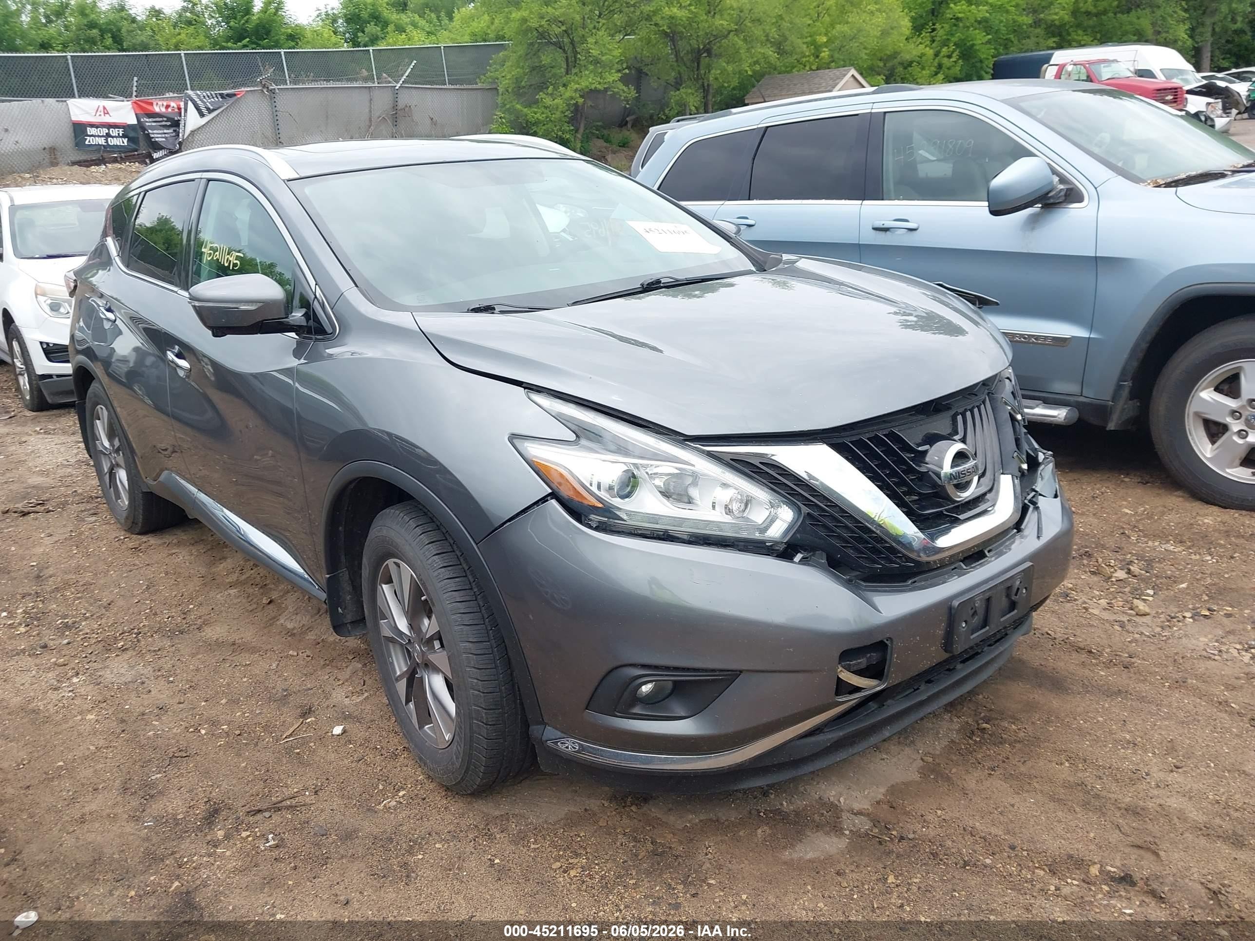 2015 Nissan Murano Sl Gray vin: 5N1AZ2MH5FN204970