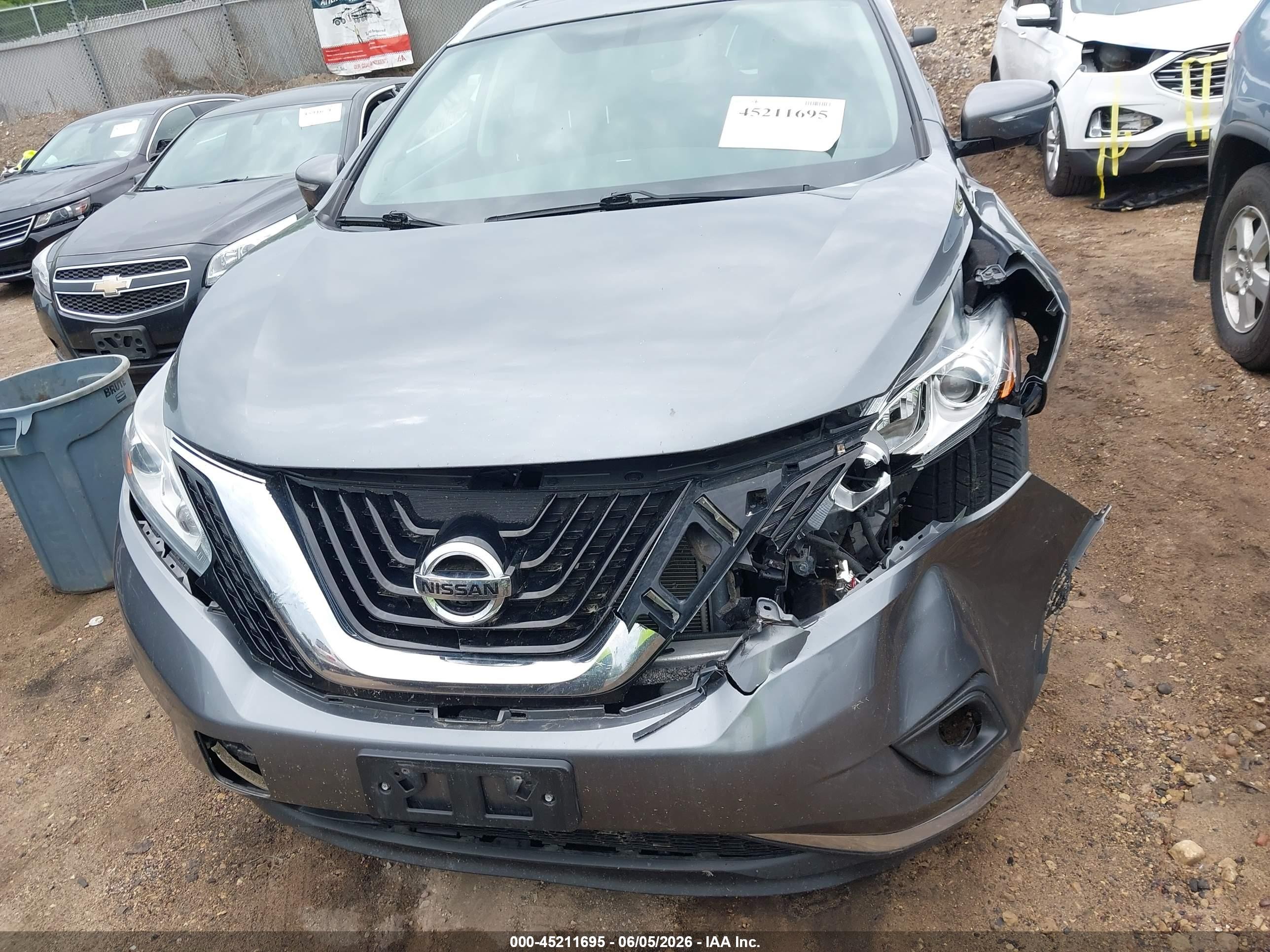 2015 Nissan Murano Sl Gray vin: 5N1AZ2MH5FN204970