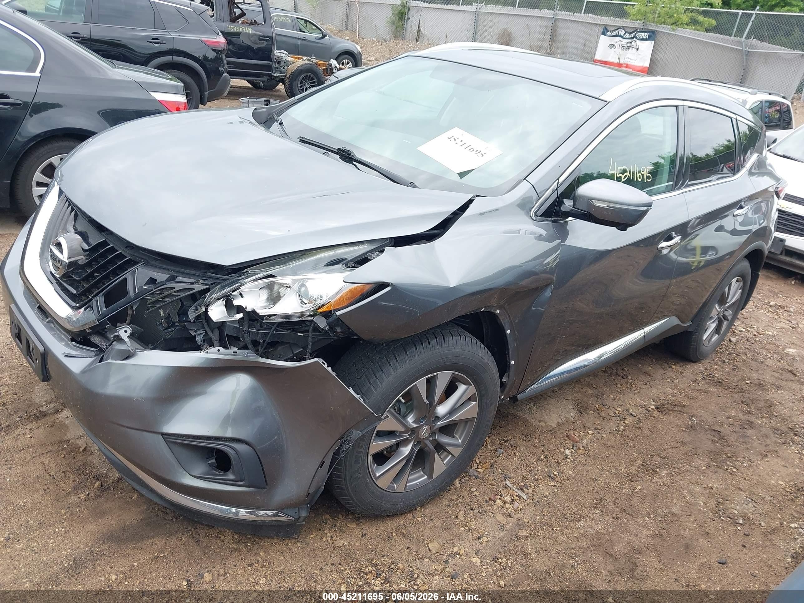 2015 Nissan Murano Sl Gray vin: 5N1AZ2MH5FN204970