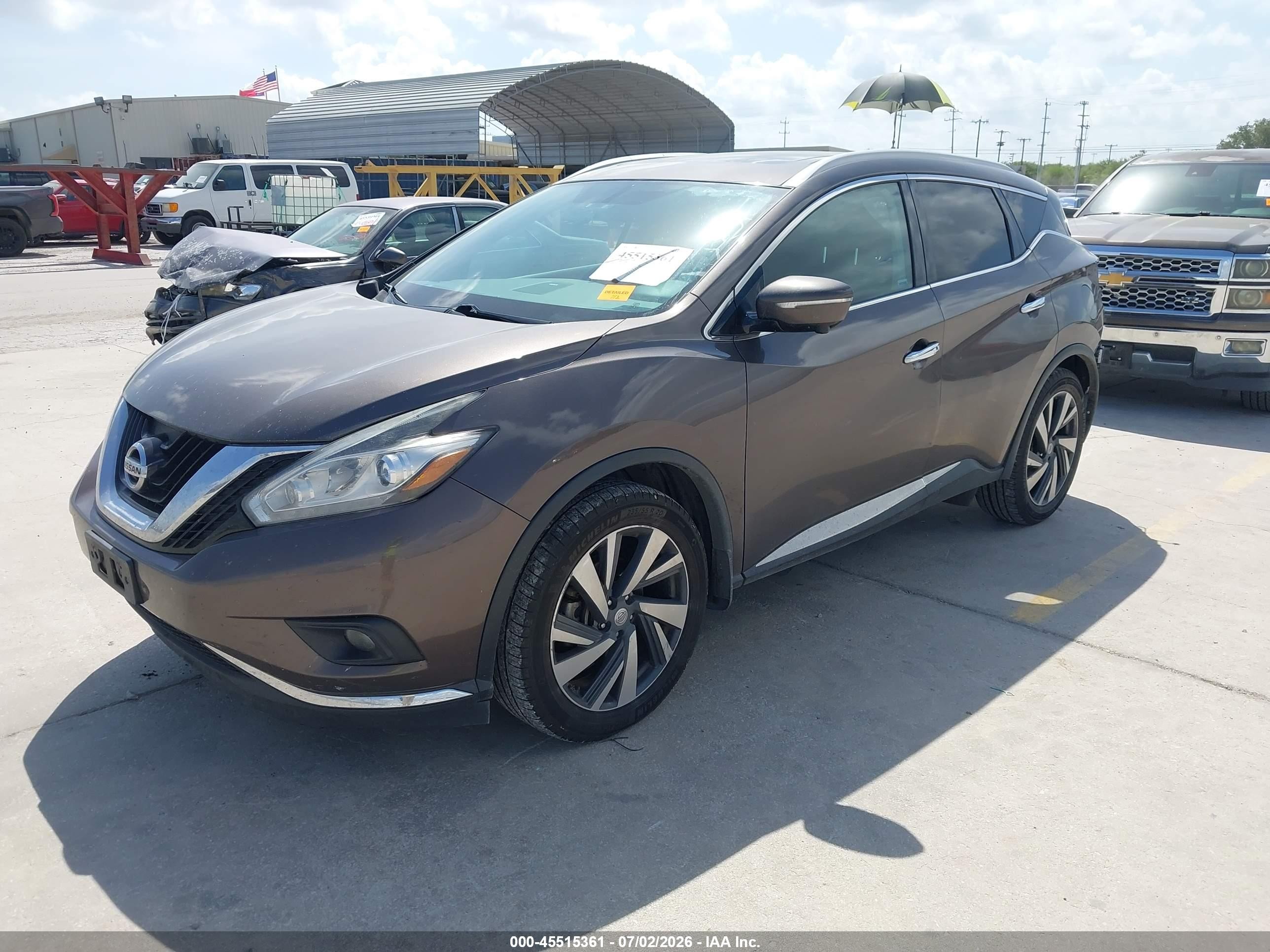 2015 Nissan Murano Platinum Коричневый vin: 5N1AZ2MH5FN213426