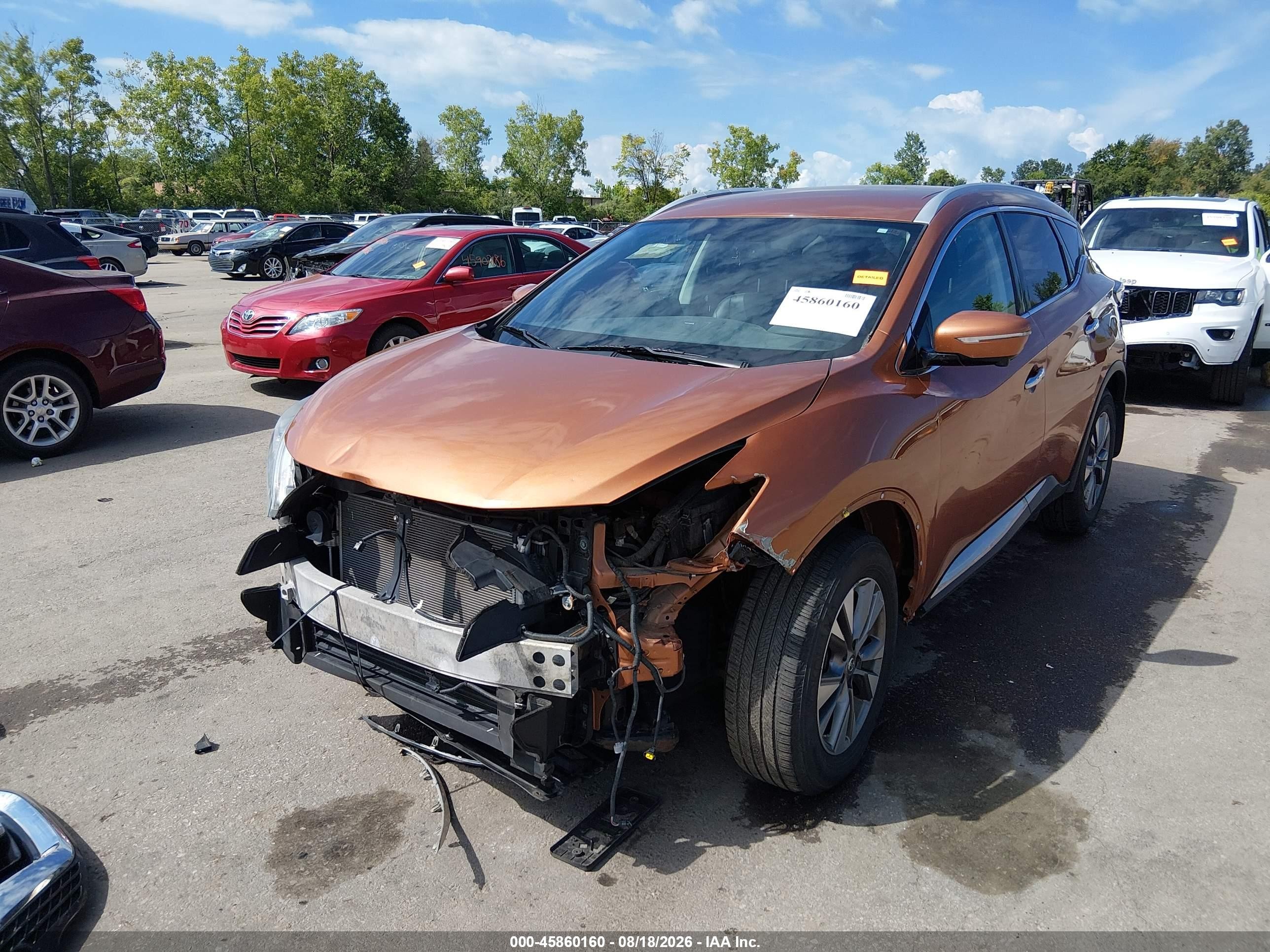 2015 Nissan Murano Sl Orange vin: 5N1AZ2MH5FN227178