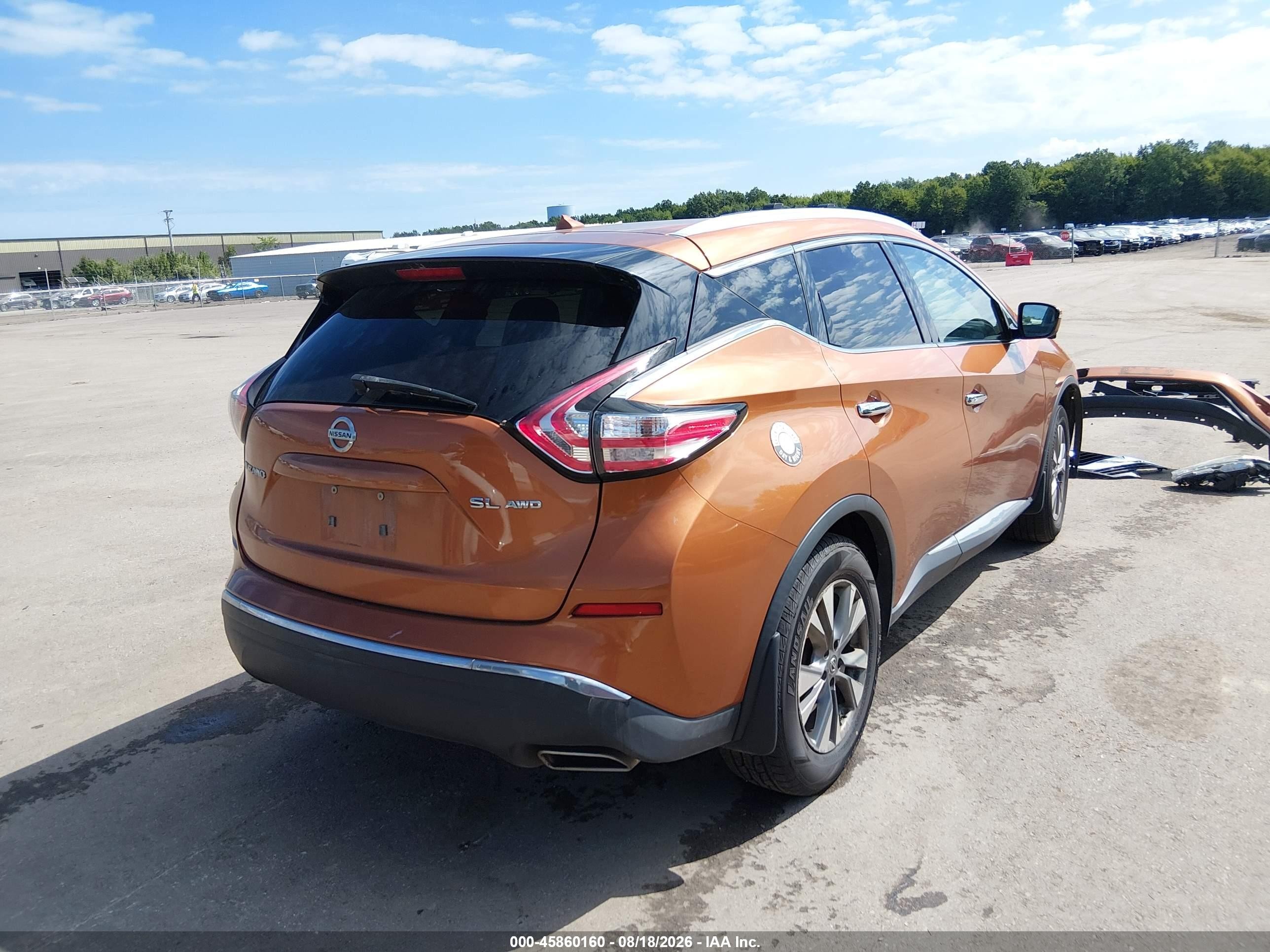 2015 Nissan Murano Sl Orange vin: 5N1AZ2MH5FN227178