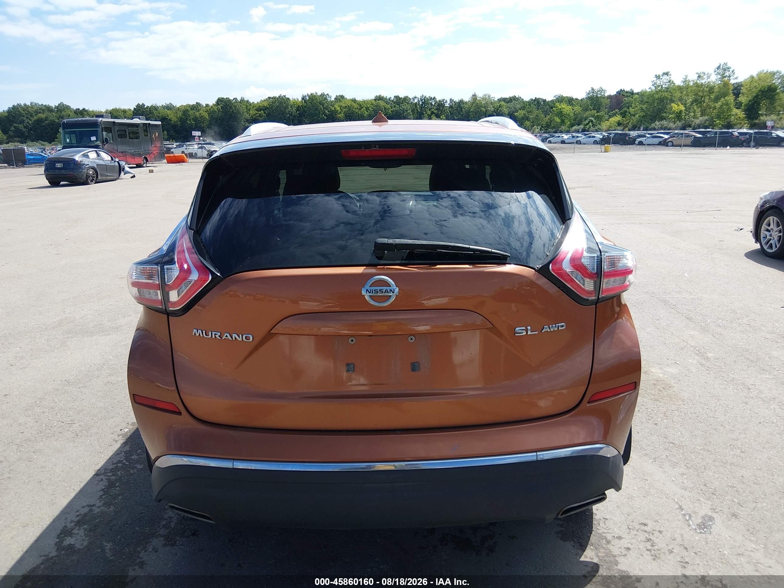 2015 Nissan Murano Sl Orange vin: 5N1AZ2MH5FN227178
