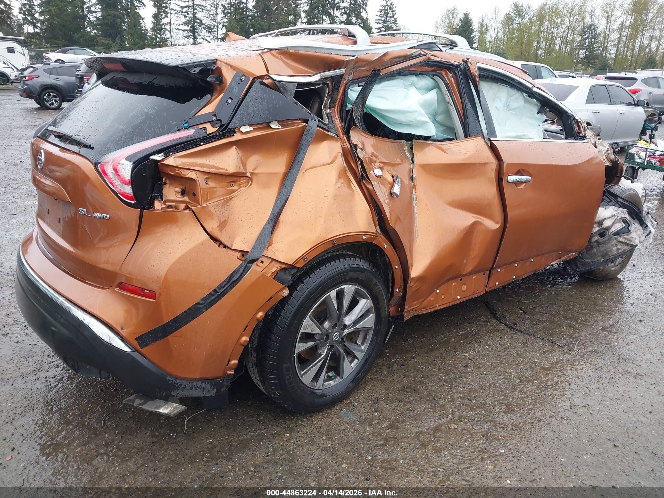 2015 Nissan Murano Platinum/s/sl/sv Orange vin: 5N1AZ2MH5FN237001