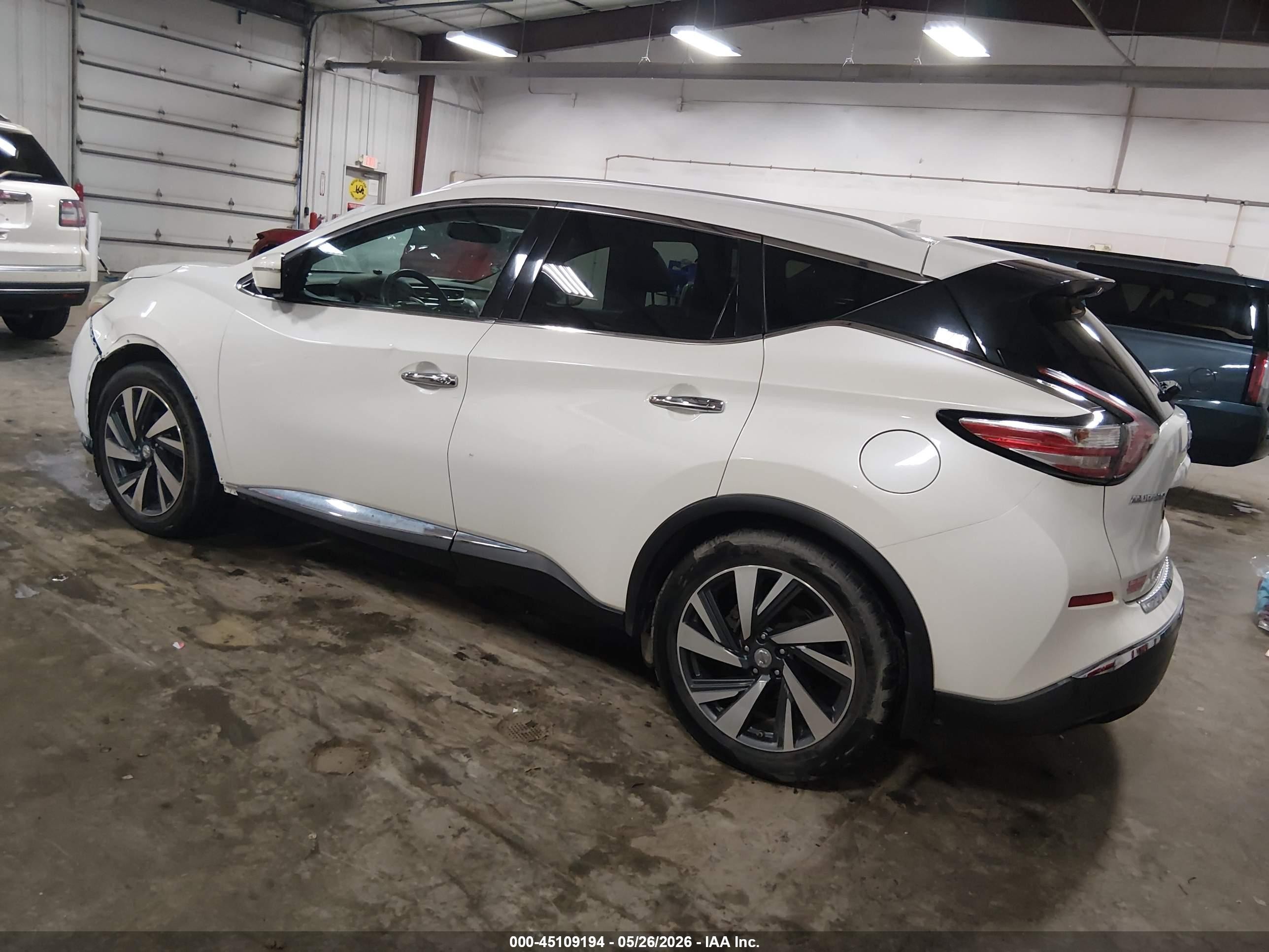 2015 Nissan Murano Platinum White vin: 5N1AZ2MH5FN259385