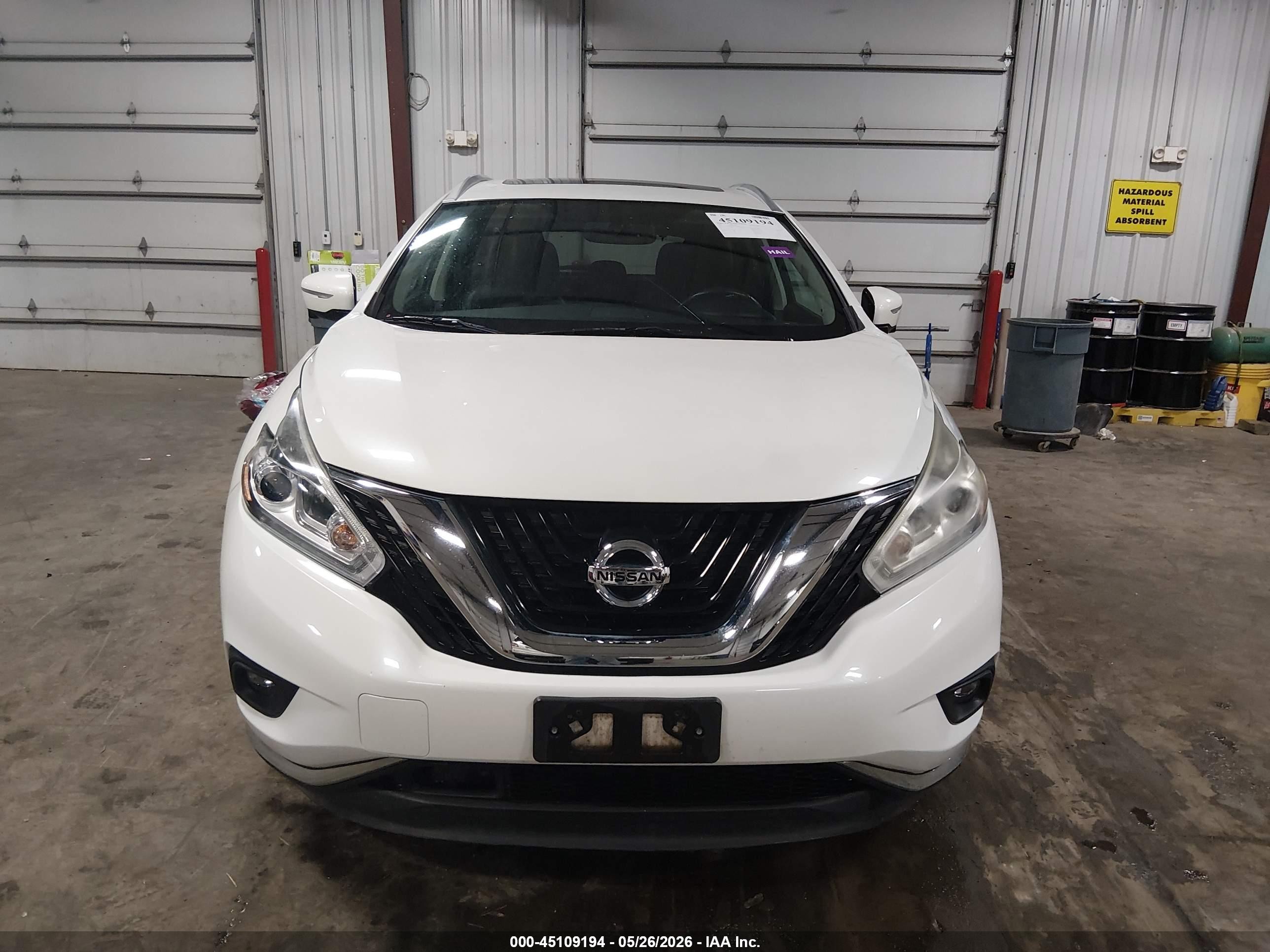 2015 Nissan Murano Platinum White vin: 5N1AZ2MH5FN259385