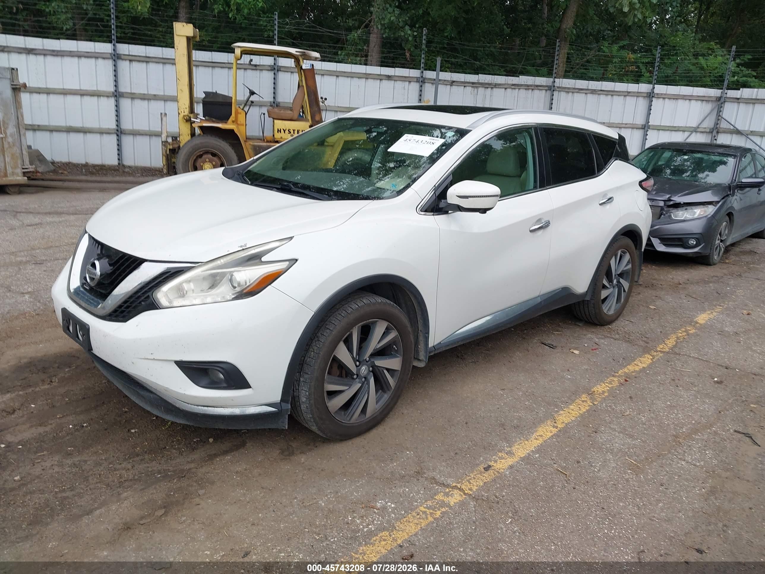 2015 Nissan Murano Platinum/s/sl/sv White vin: 5N1AZ2MH5FN286229