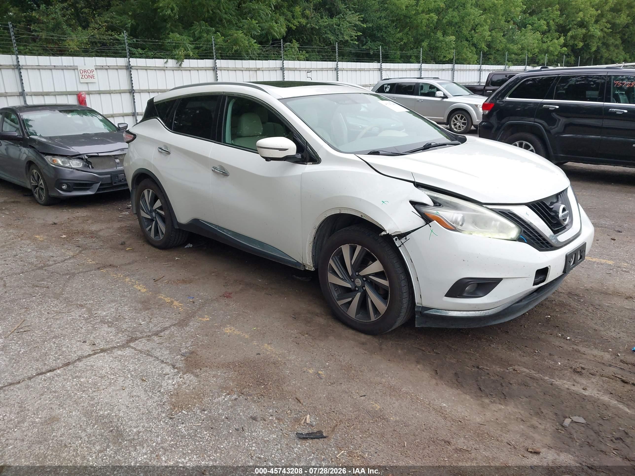 2015 Nissan Murano Platinum/s/sl/sv White vin: 5N1AZ2MH5FN286229