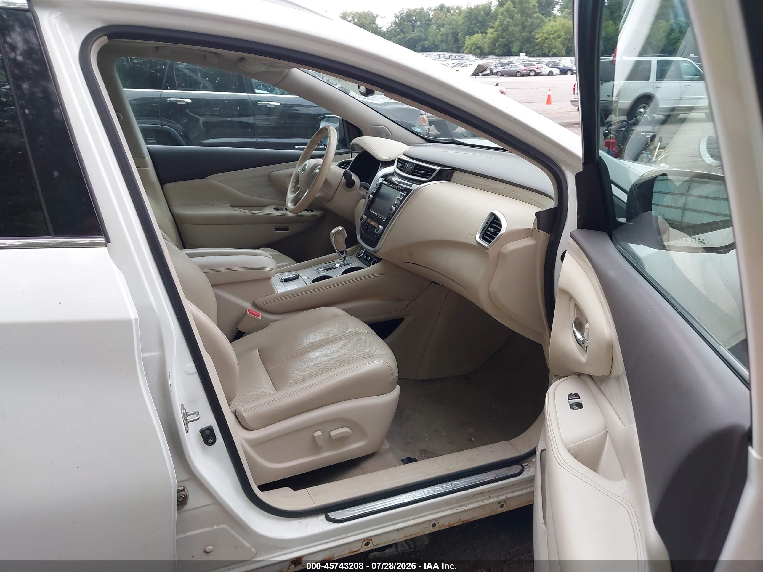 2015 Nissan Murano Platinum/s/sl/sv White vin: 5N1AZ2MH5FN286229