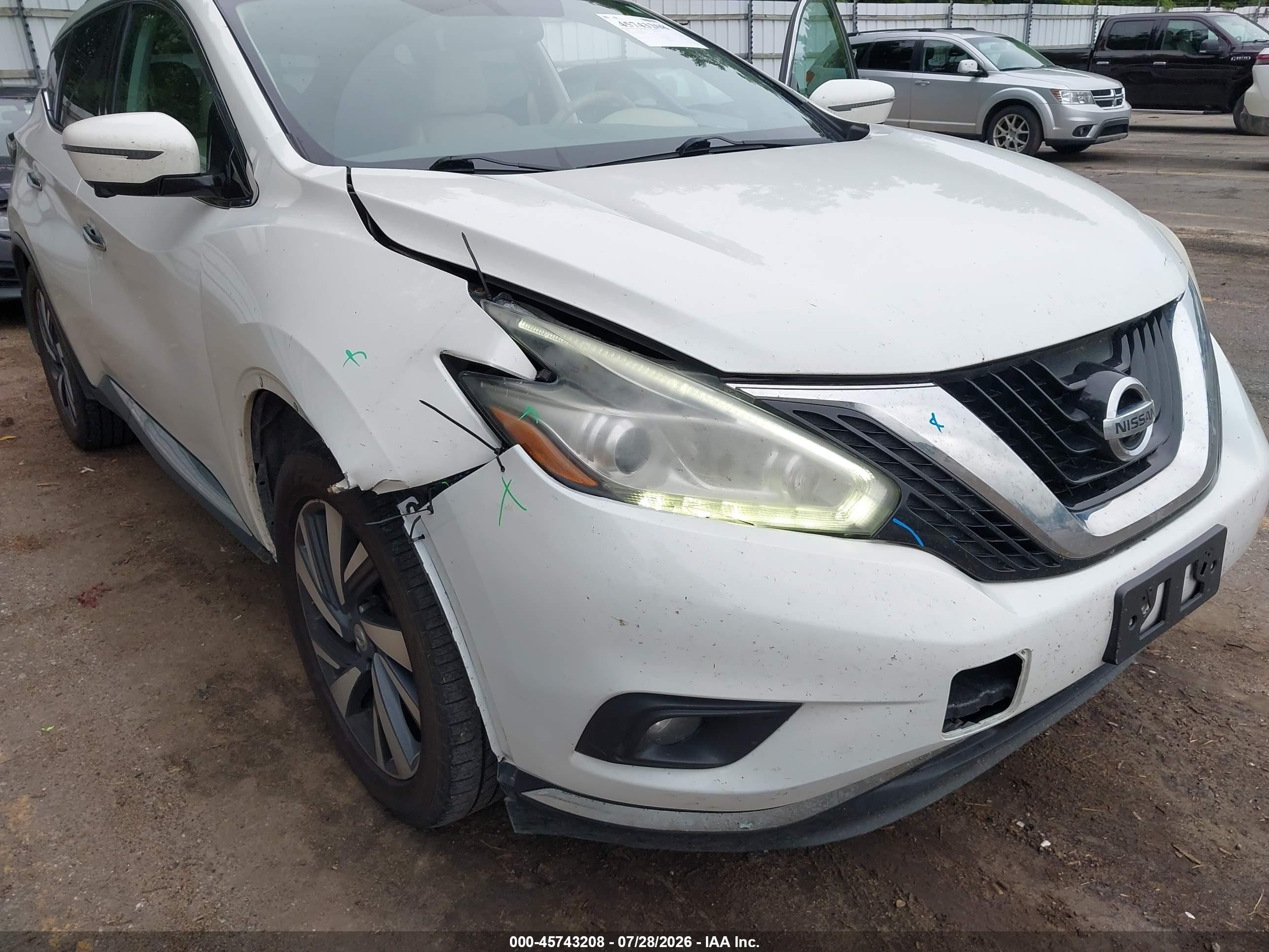 2015 Nissan Murano Platinum/s/sl/sv White vin: 5N1AZ2MH5FN286229