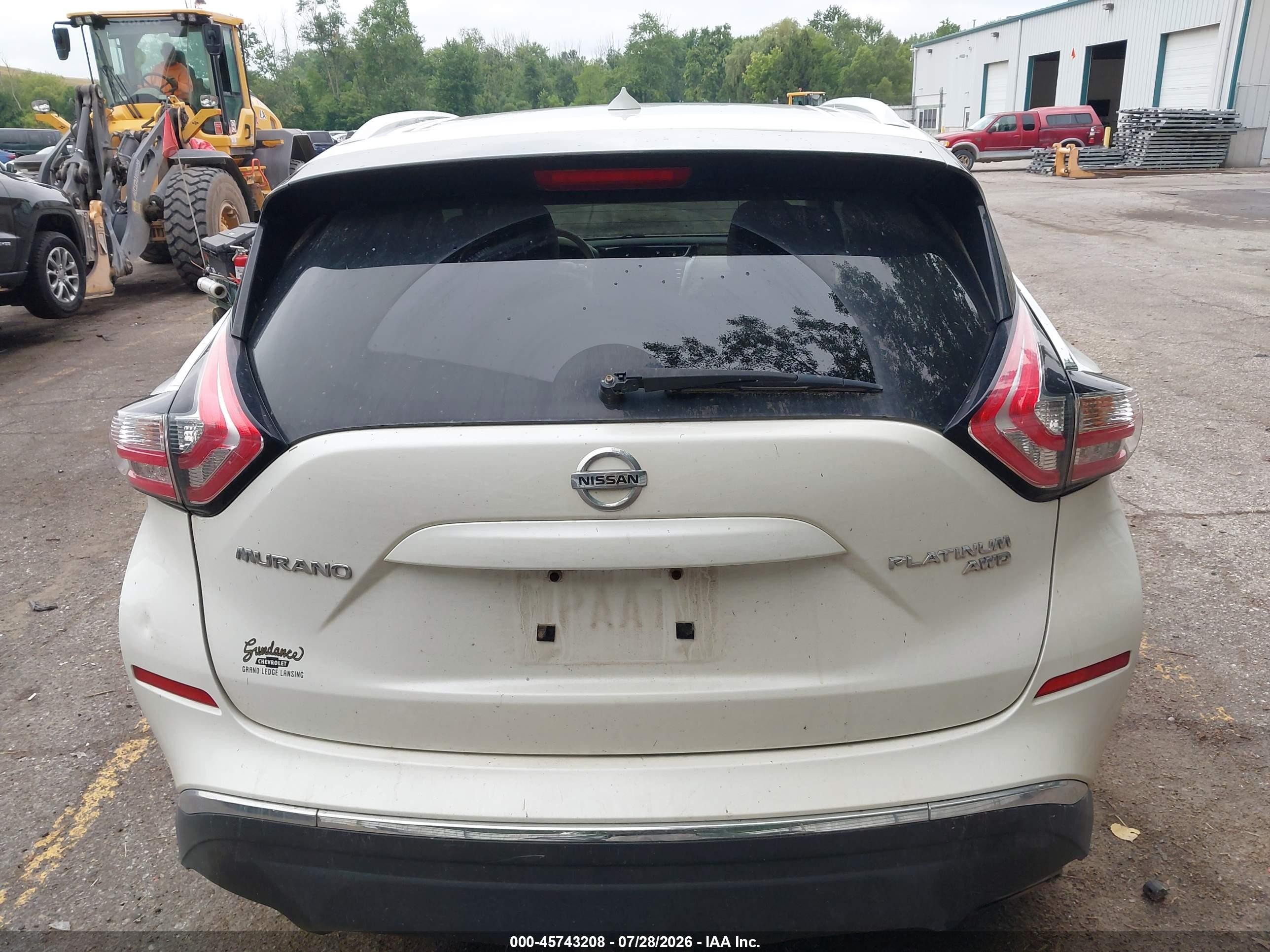 2015 Nissan Murano Platinum/s/sl/sv White vin: 5N1AZ2MH5FN286229