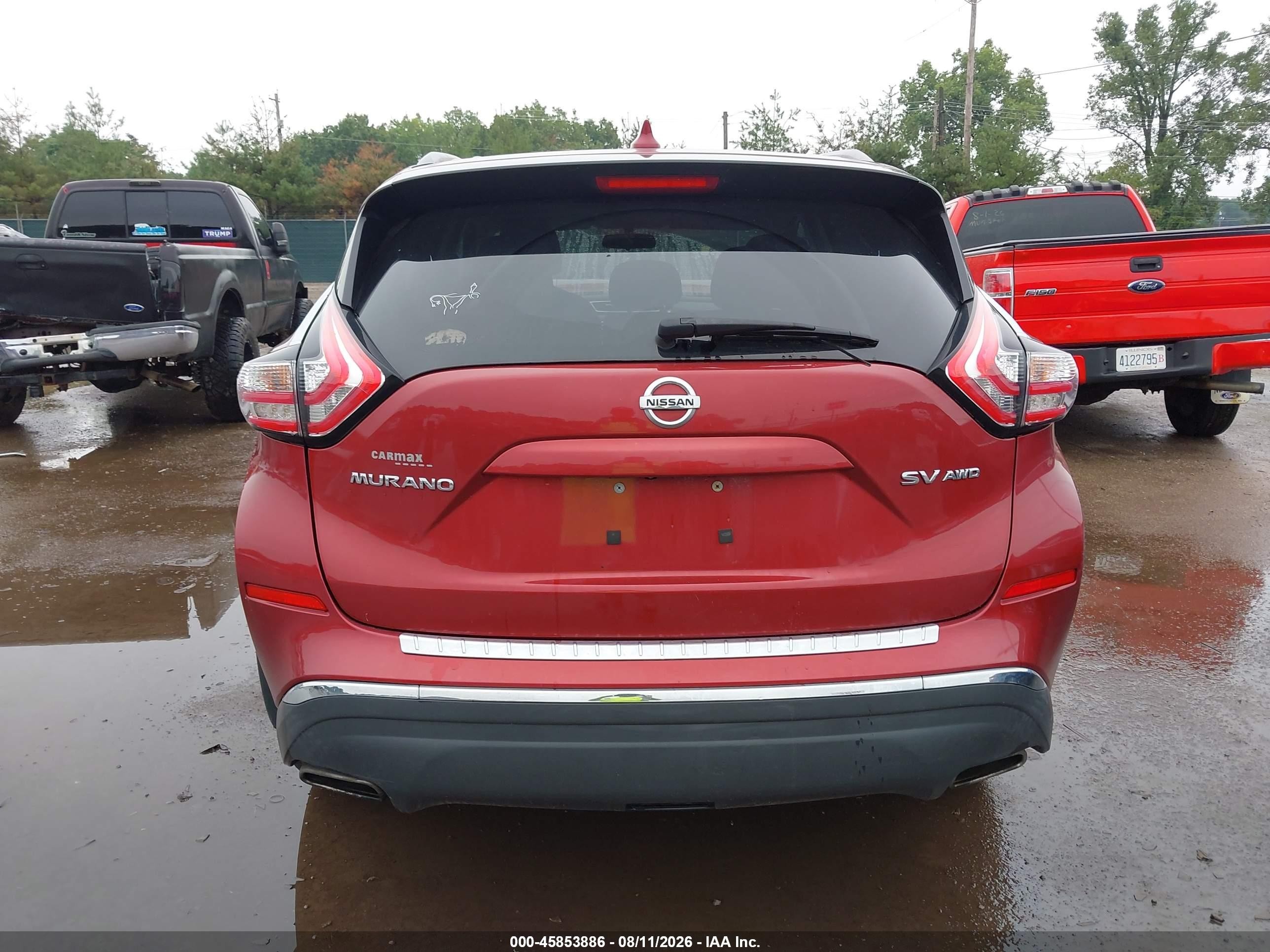 2017 Nissan Murano Sv Красный vin: 5N1AZ2MH5HN149620