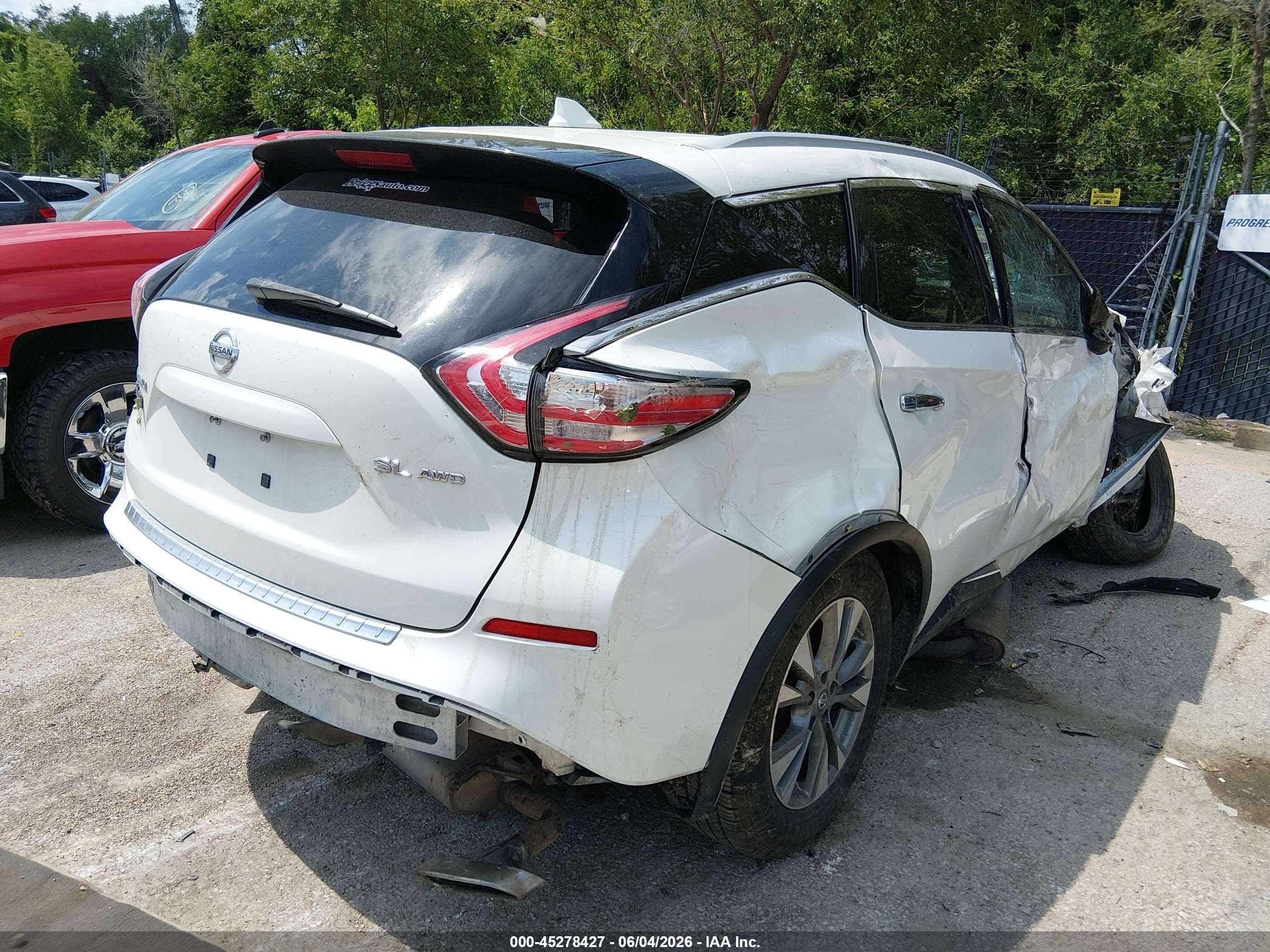 2018 Nissan Murano Sl White vin: 5N1AZ2MH5JN119295