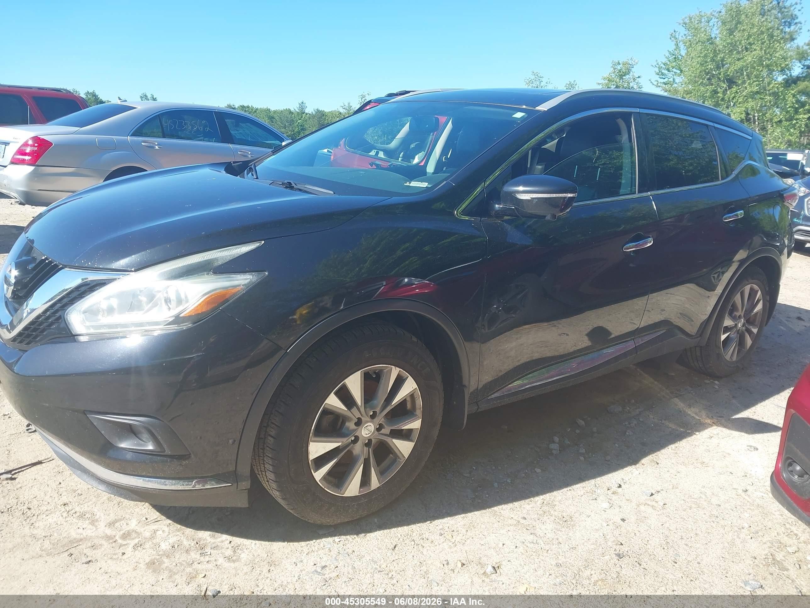 2015 Nissan Murano Sl Black vin: 5N1AZ2MH6FN220949