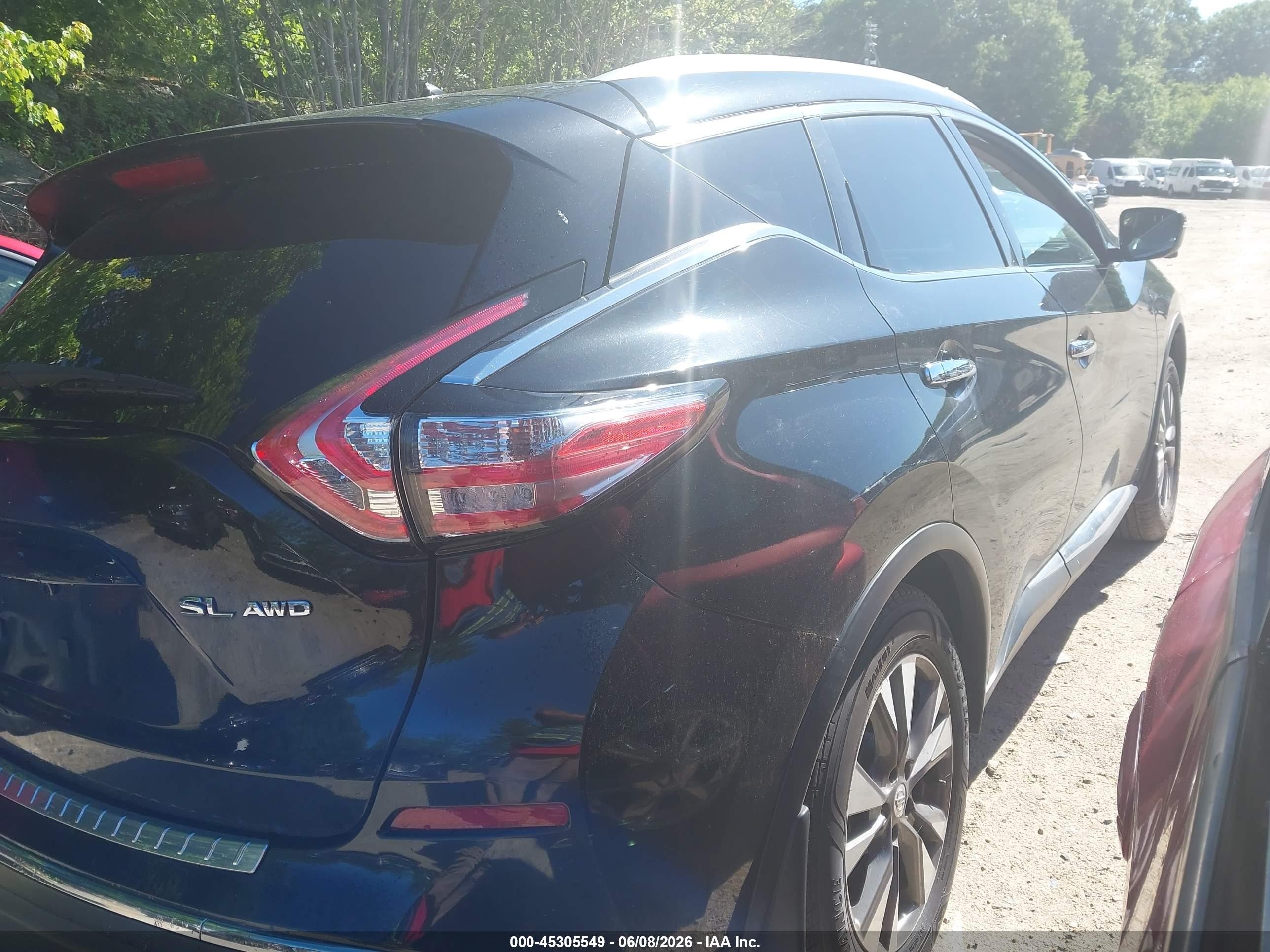 2015 Nissan Murano Sl Black vin: 5N1AZ2MH6FN220949