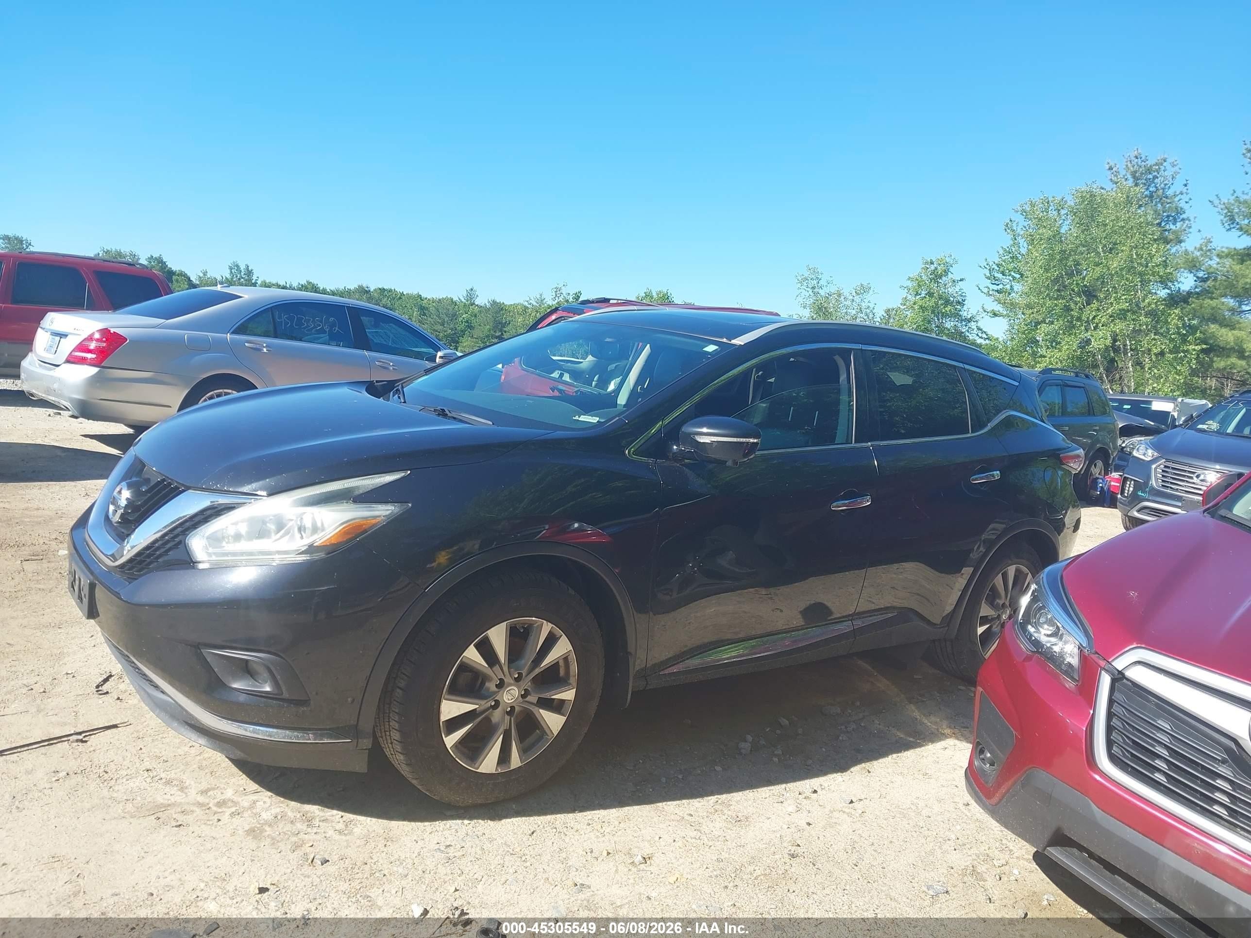 2015 Nissan Murano Sl Black vin: 5N1AZ2MH6FN220949