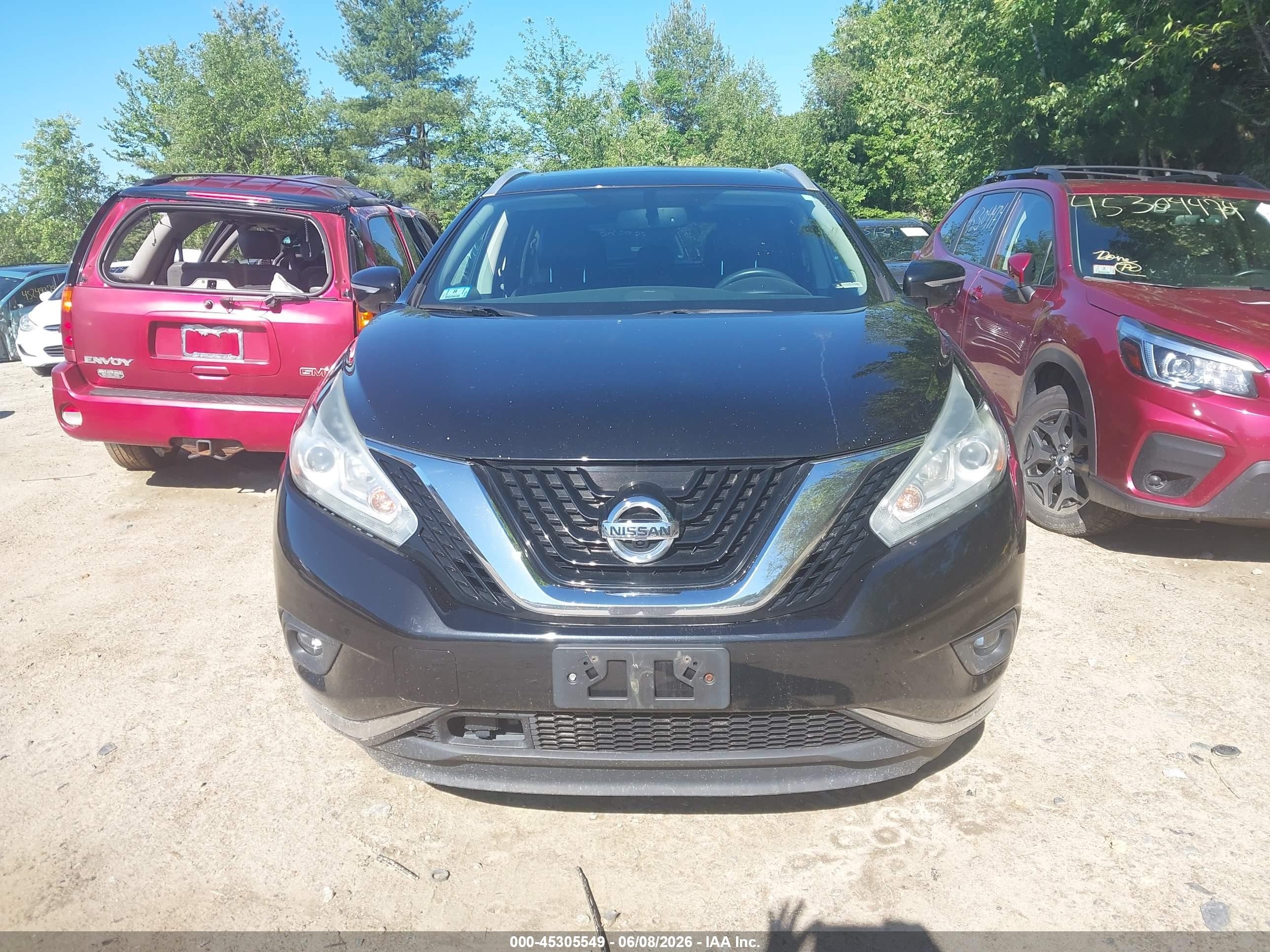 2015 Nissan Murano Sl Black vin: 5N1AZ2MH6FN220949