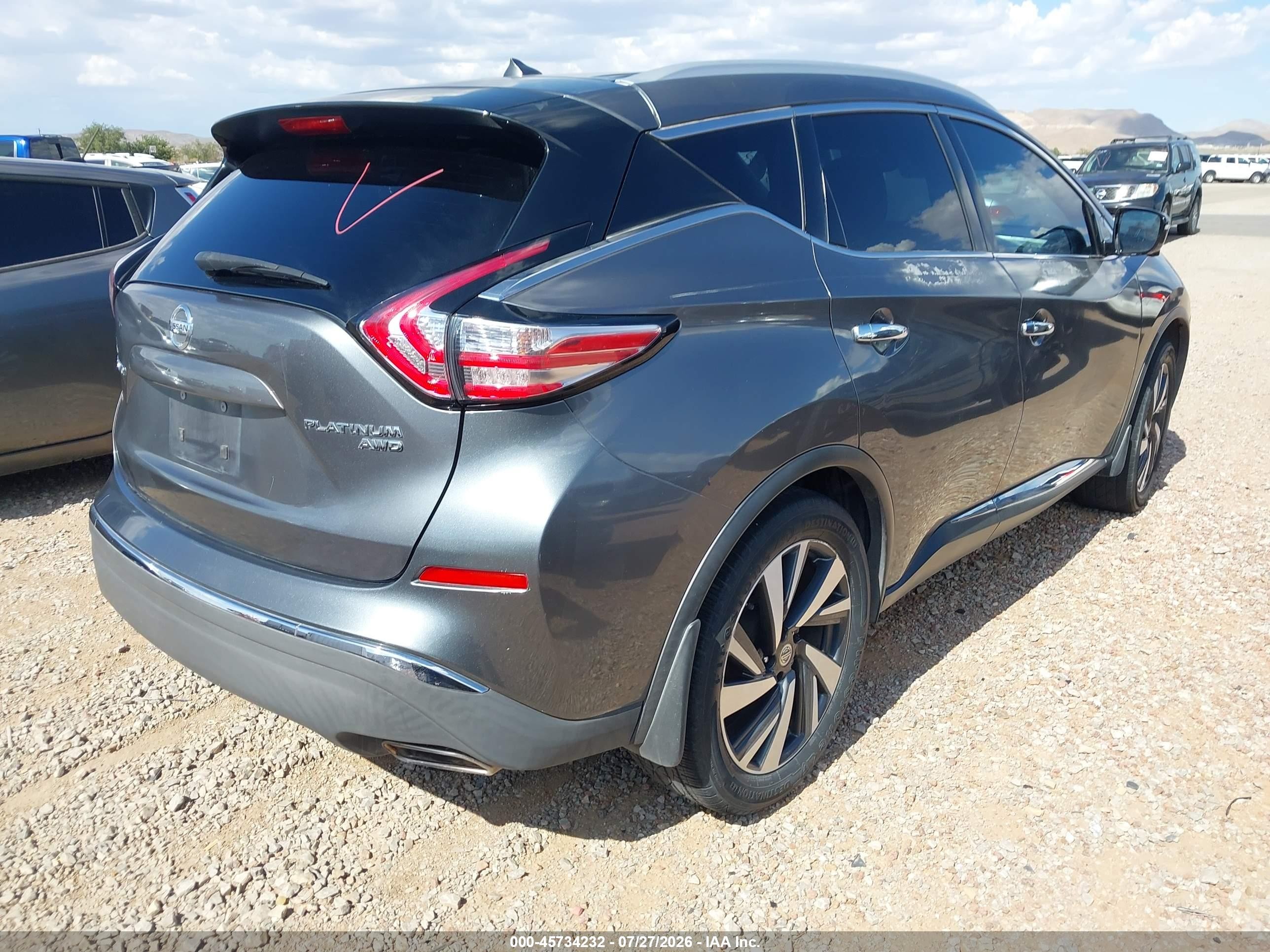 2015 Nissan Murano Platinum Черный vin: 5N1AZ2MH6FN231997