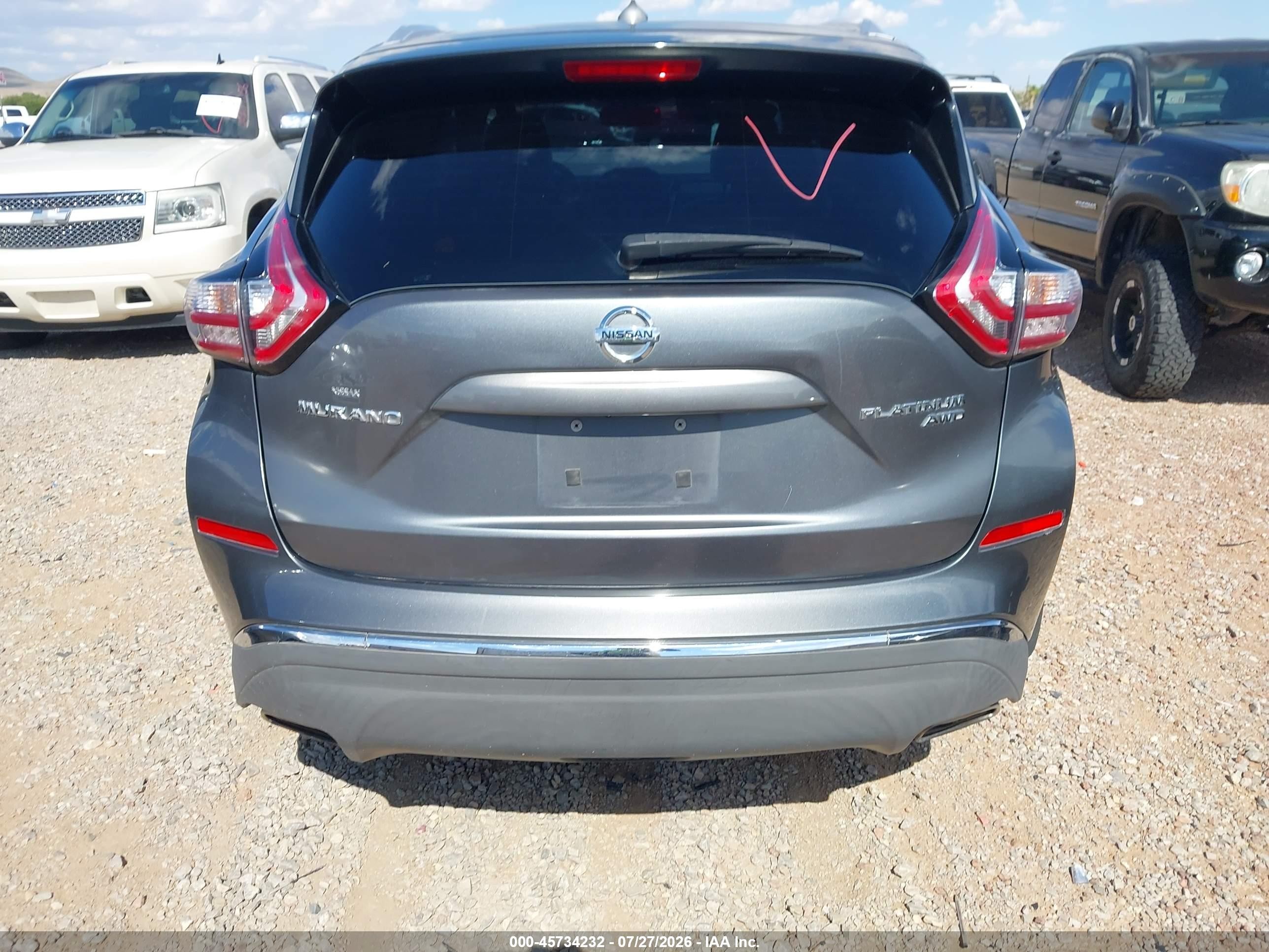 2015 Nissan Murano Platinum Черный vin: 5N1AZ2MH6FN231997
