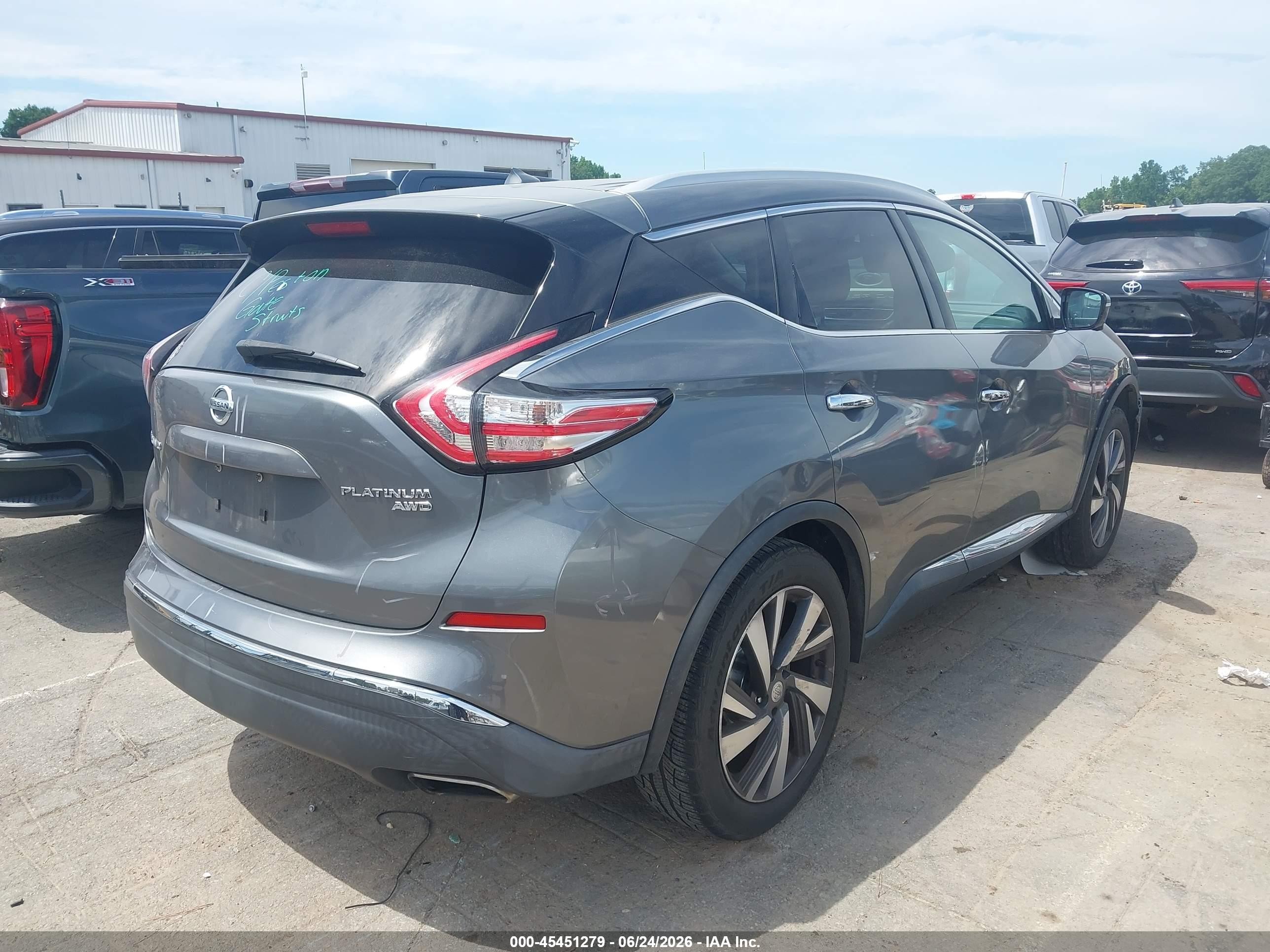 2015 Nissan Murano Platinum Gray vin: 5N1AZ2MH6FN255071