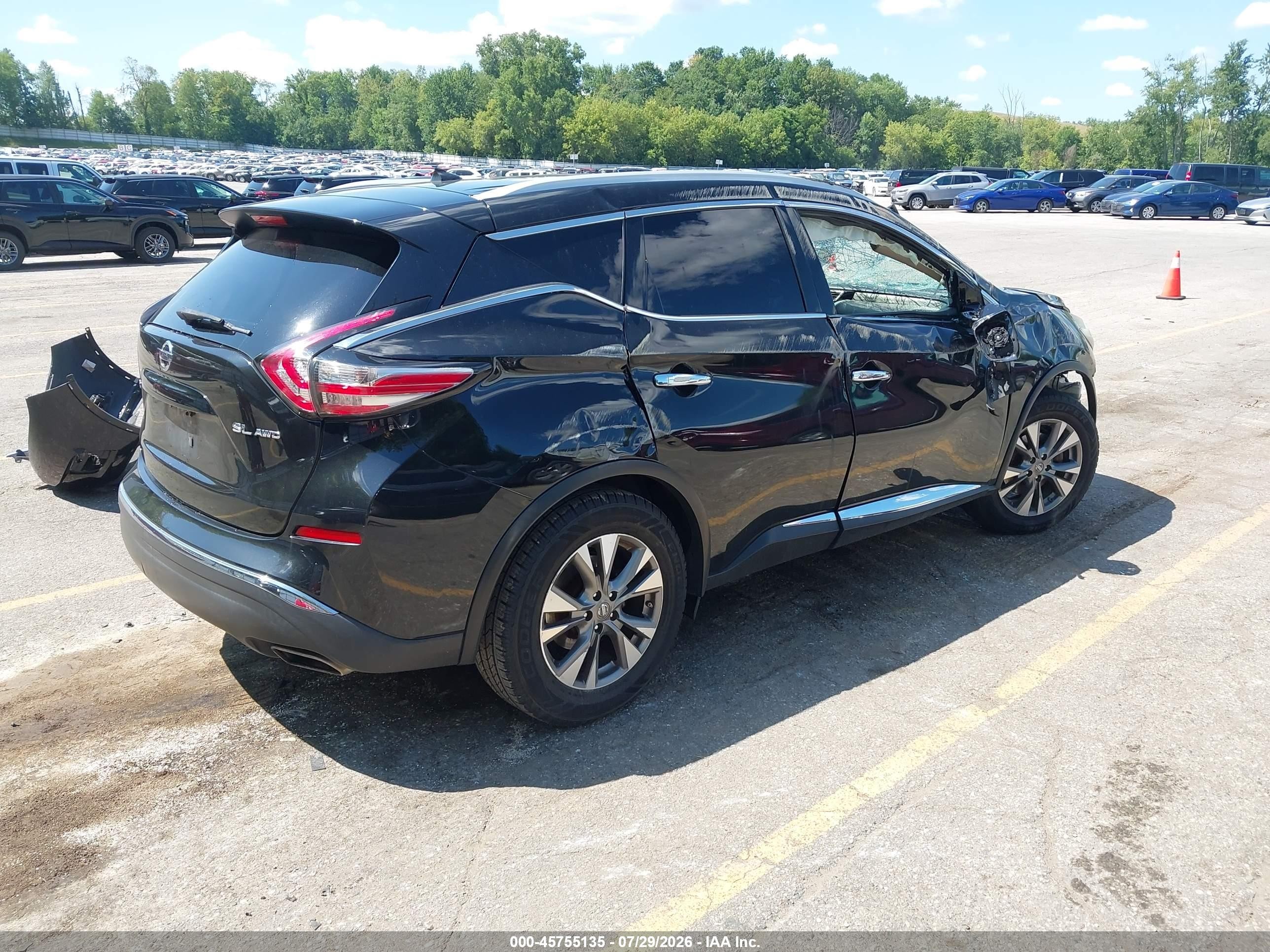 2015 Nissan Murano Sl Black vin: 5N1AZ2MH6FN261517