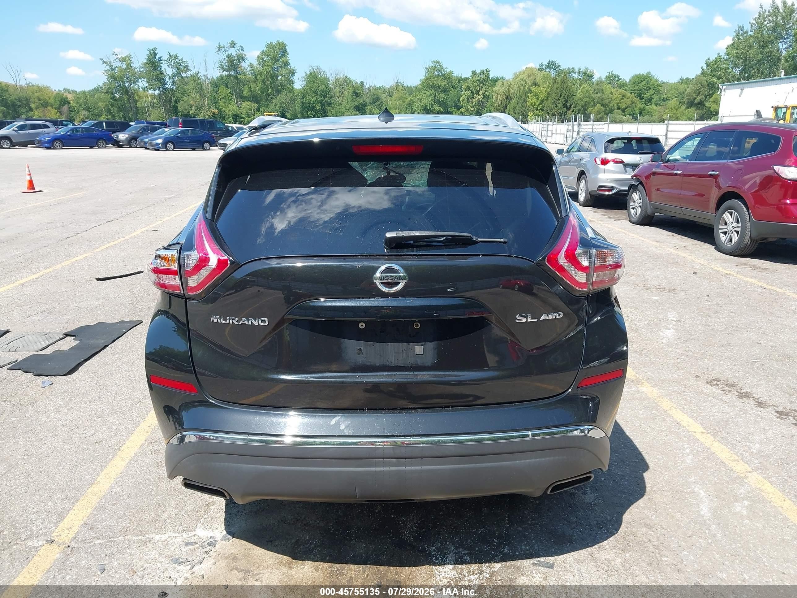 2015 Nissan Murano Sl Black vin: 5N1AZ2MH6FN261517