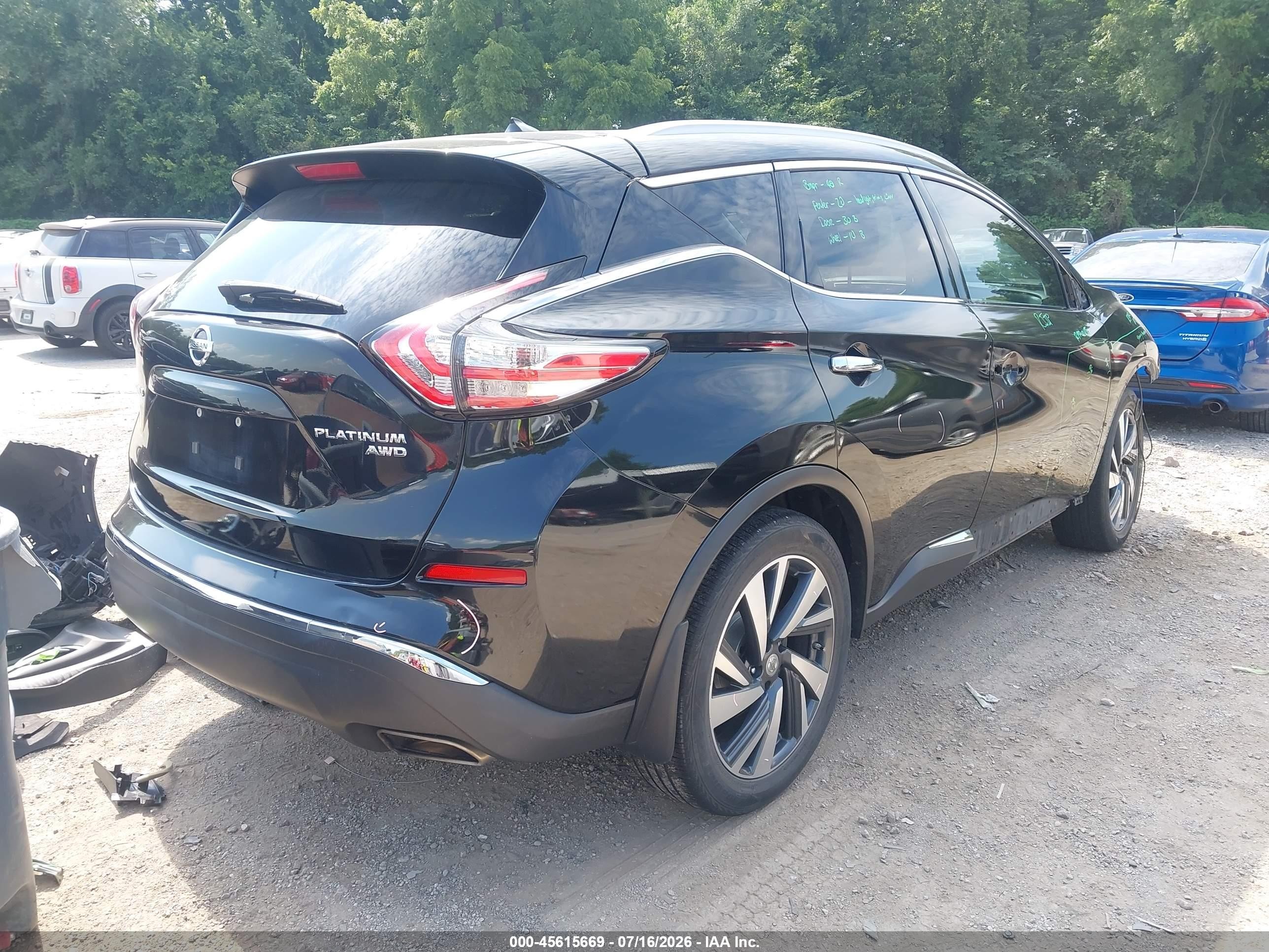 2015 Nissan Murano Platinum Black vin: 5N1AZ2MH6FN265566