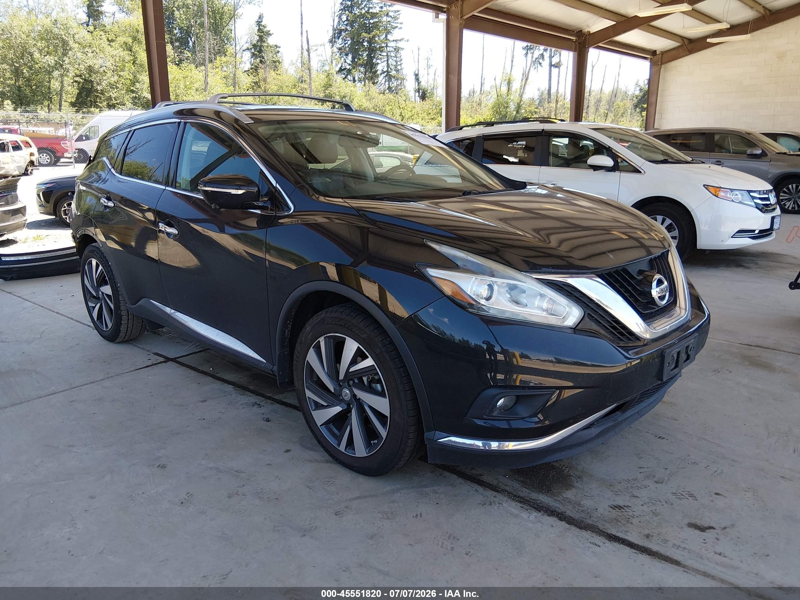2015 Nissan Murano Platinum Черный vin: 5N1AZ2MH6FN266670