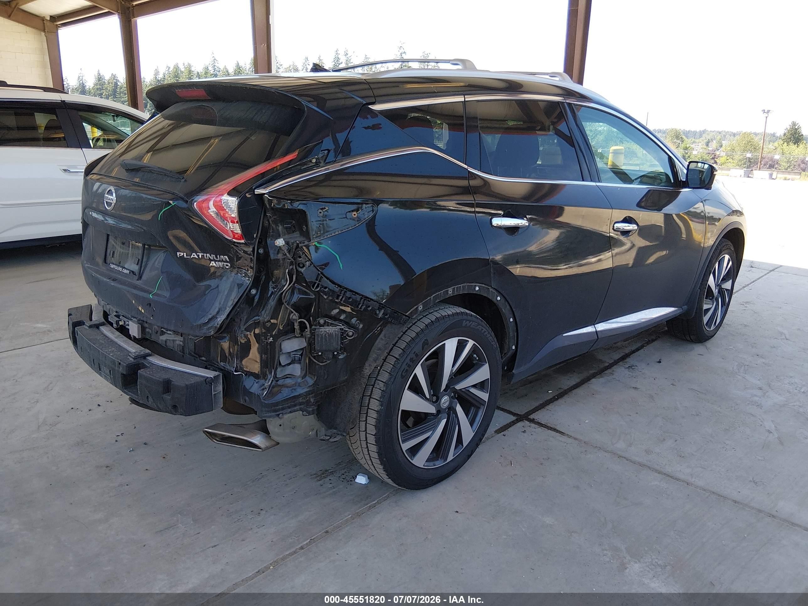 2015 Nissan Murano Platinum Черный vin: 5N1AZ2MH6FN266670