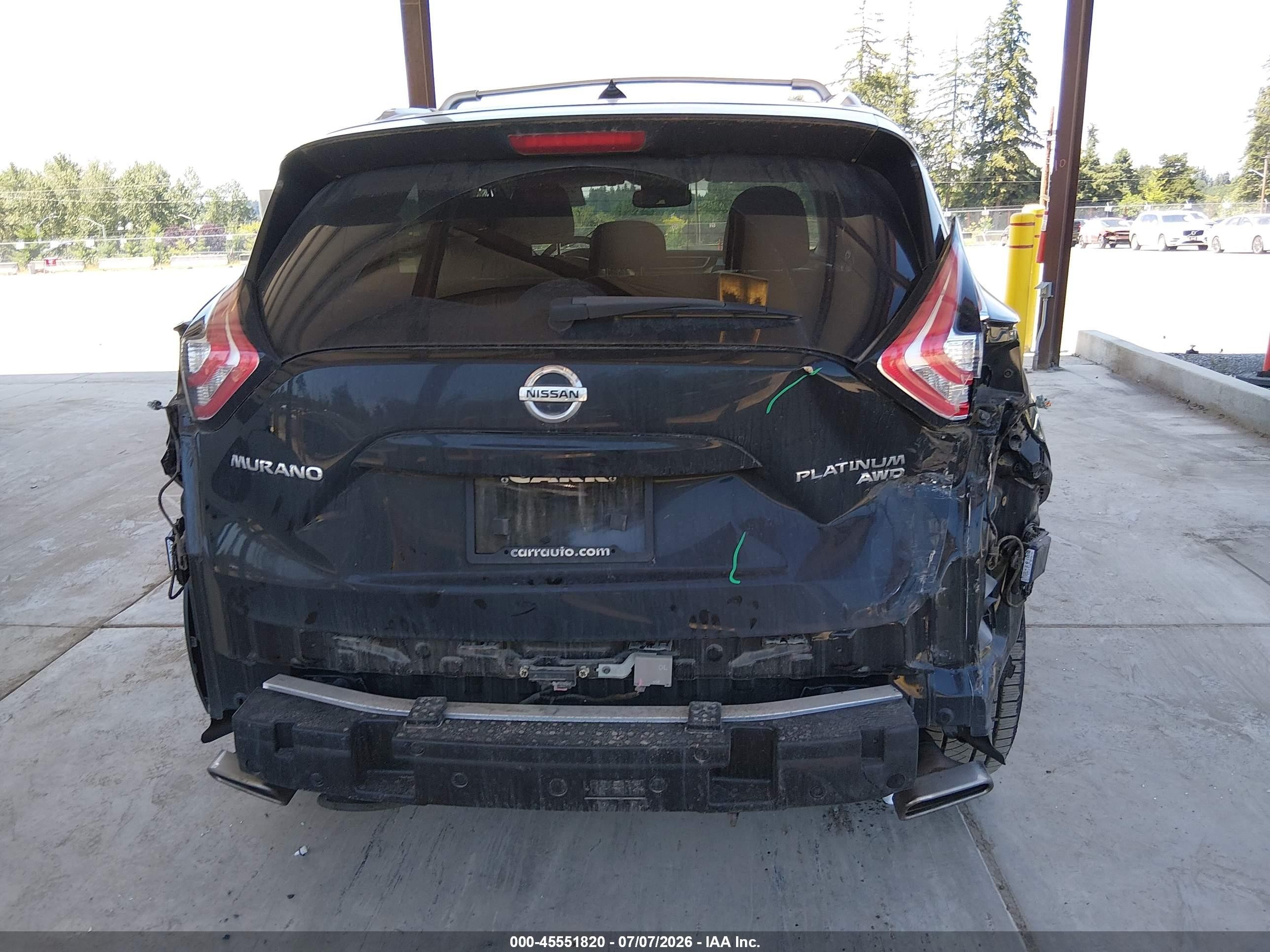 2015 Nissan Murano Platinum Черный vin: 5N1AZ2MH6FN266670