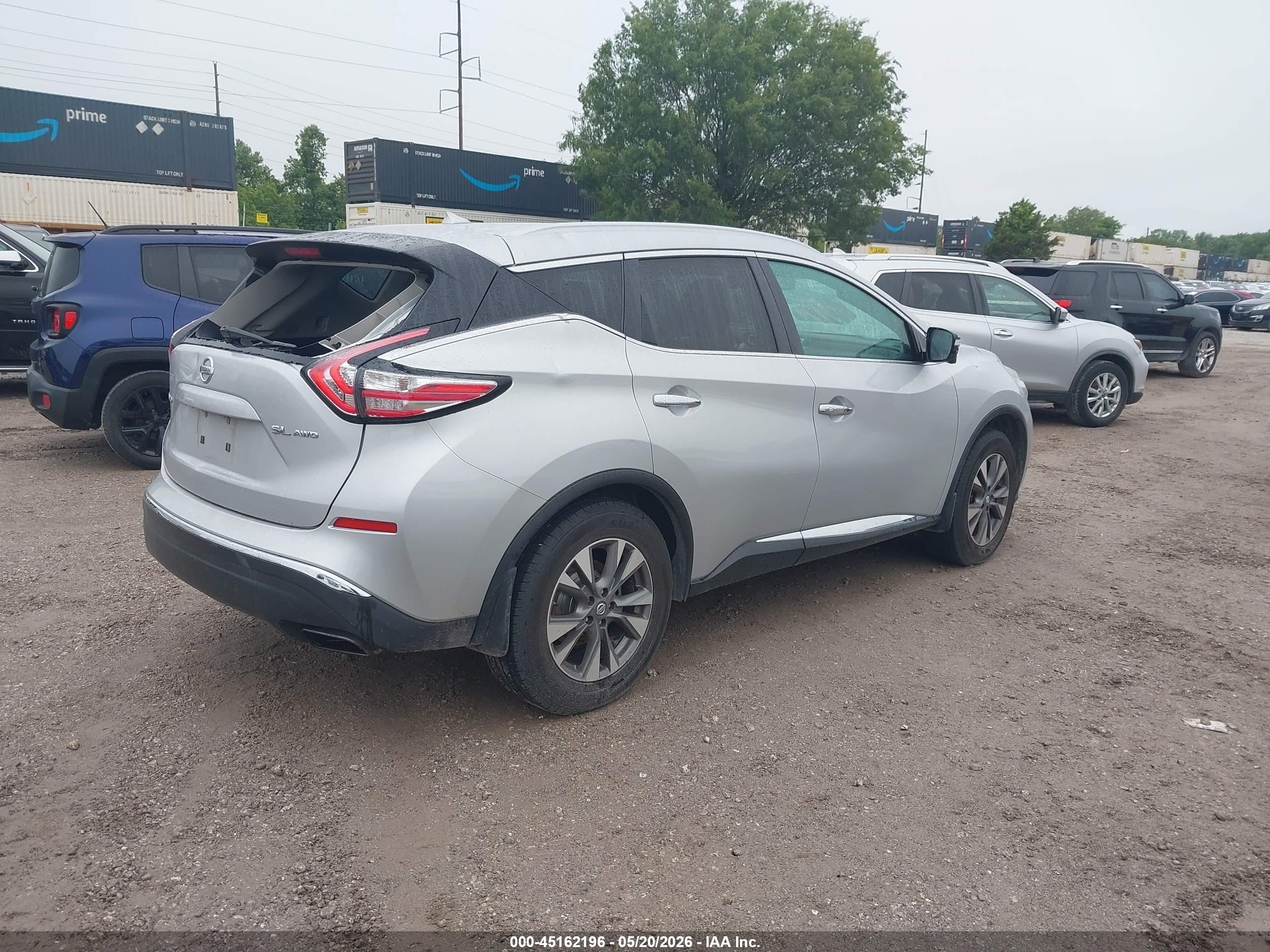 2015 Nissan Murano Sl Silver vin: 5N1AZ2MH6FN277409