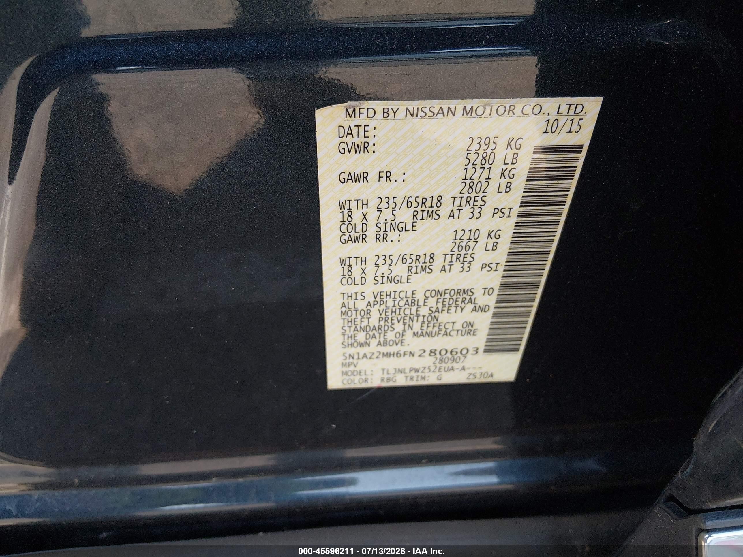 2015 Nissan Murano S Серый vin: 5N1AZ2MH6FN280603