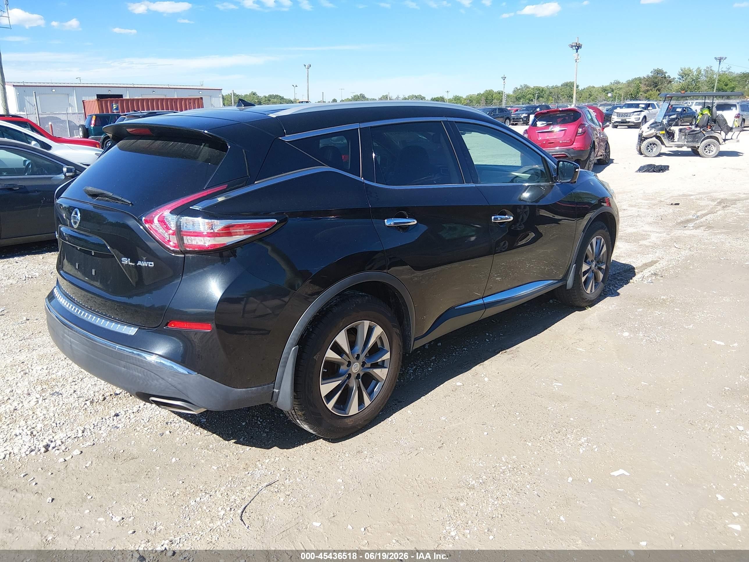 2015 Nissan Murano Sl Black vin: 5N1AZ2MH7FN214271