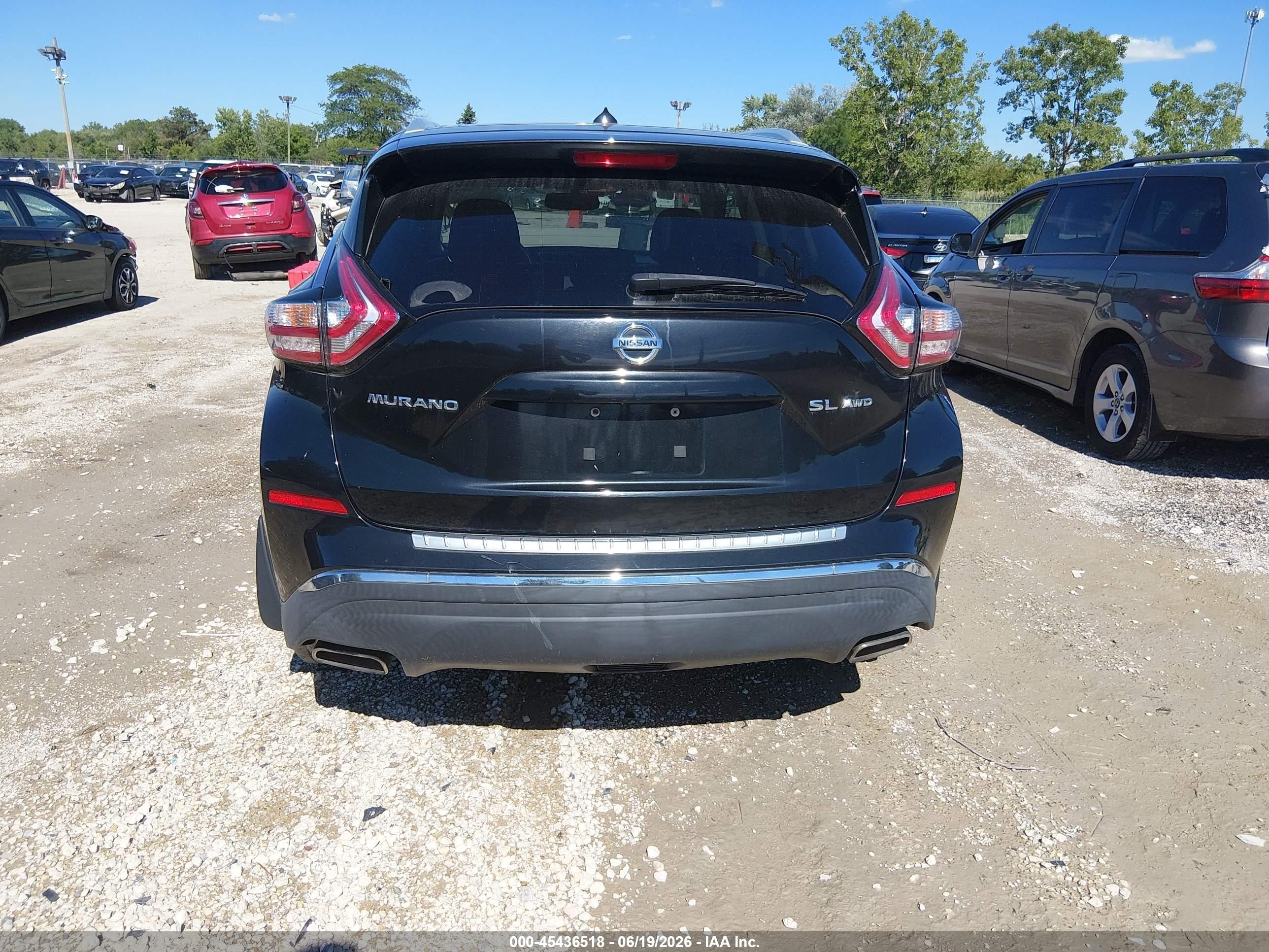 2015 Nissan Murano Sl Black vin: 5N1AZ2MH7FN214271