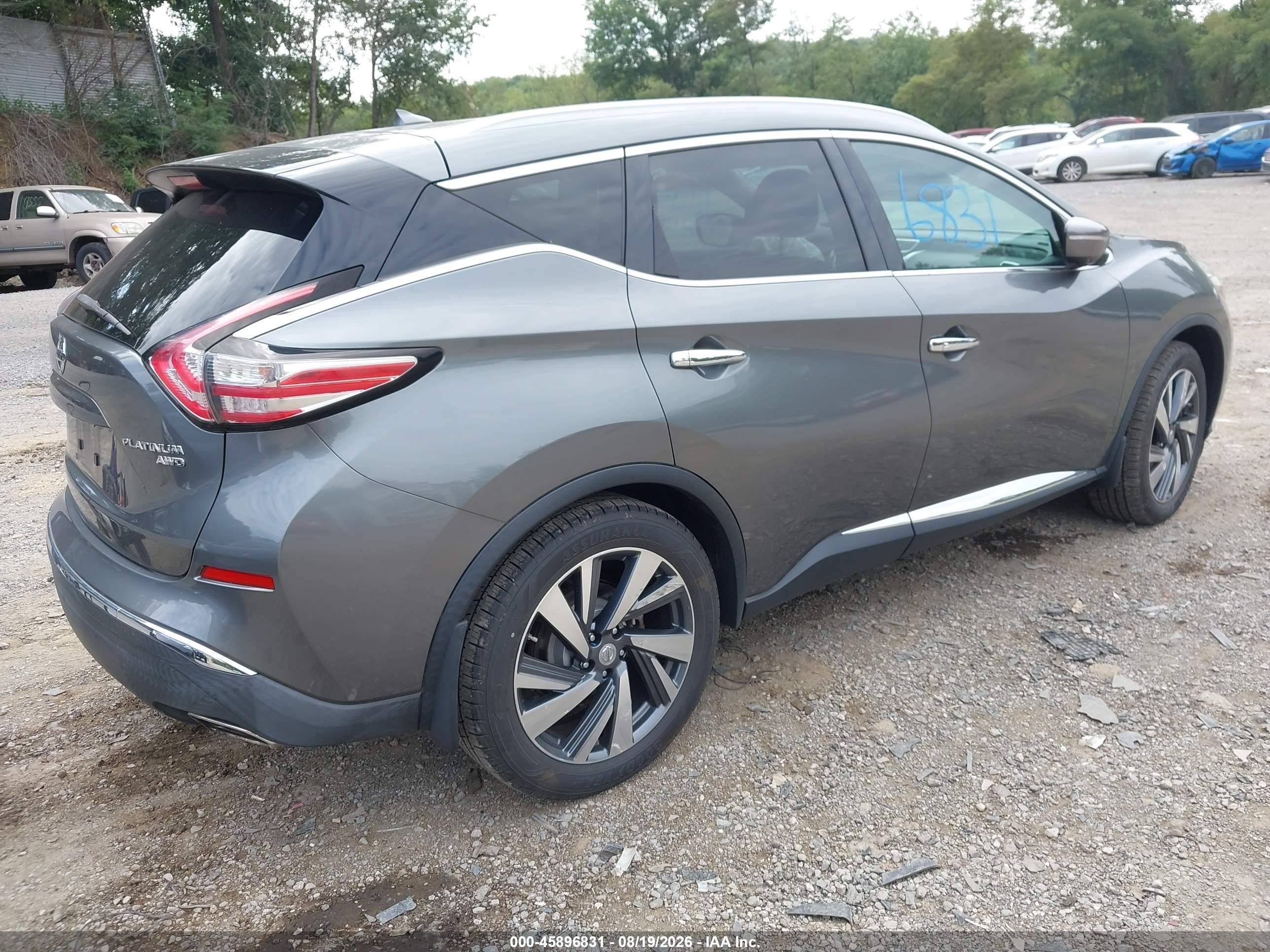2015 Nissan Murano Platinum Серый vin: 5N1AZ2MH7FN217168