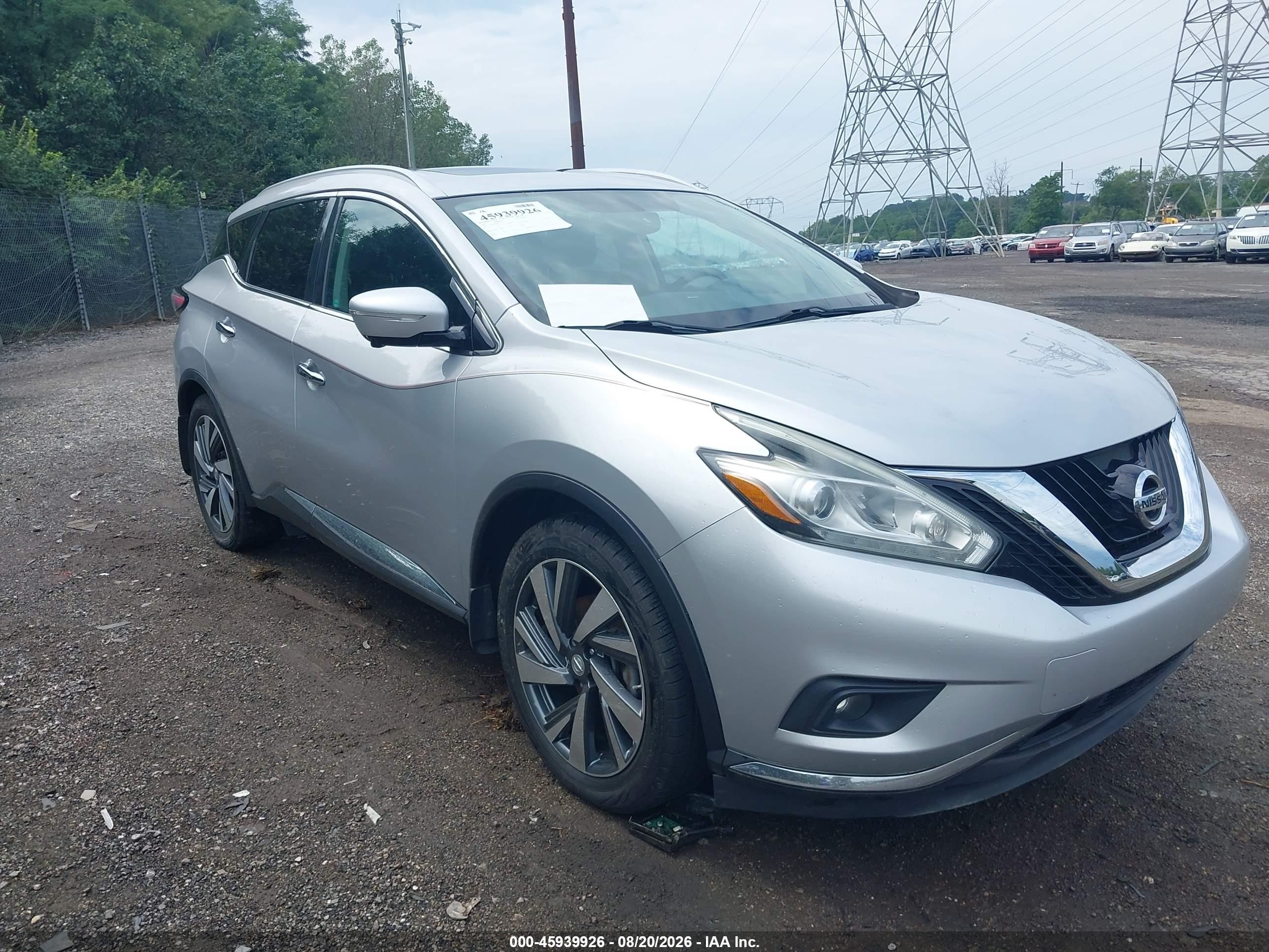 2015 Nissan Murano Platinum Silver vin: 5N1AZ2MH7FN233371